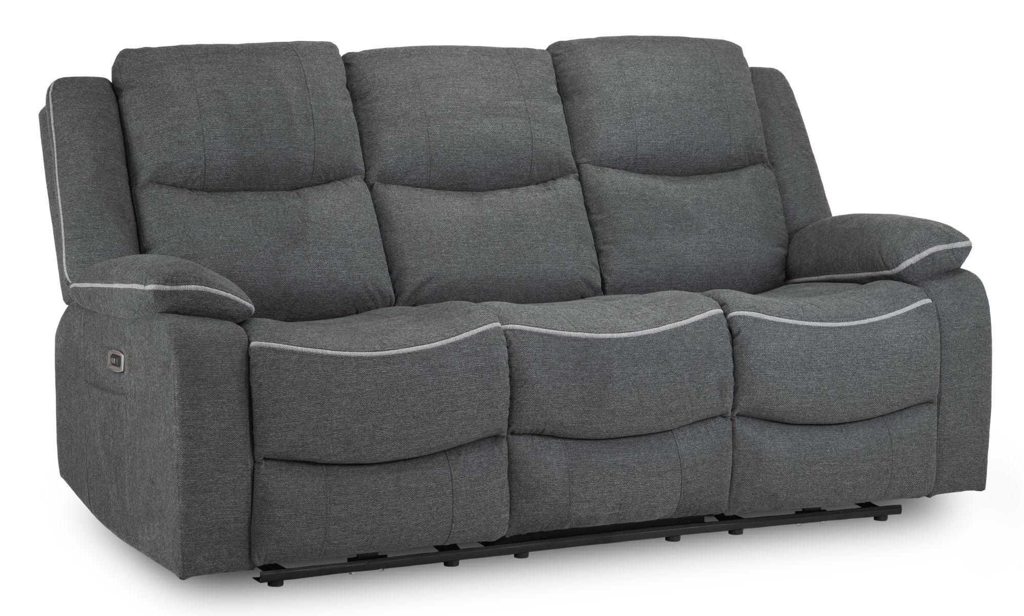 Harald Electric Recliner Sofa - Graphite Fabric - 3 Seater