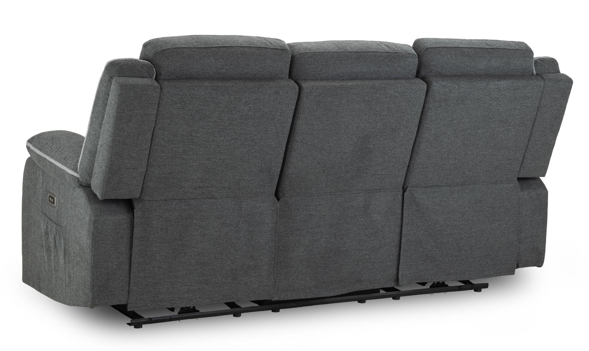 Harald Electric Recliner Sofa - Graphite Fabric - 3 Seater
