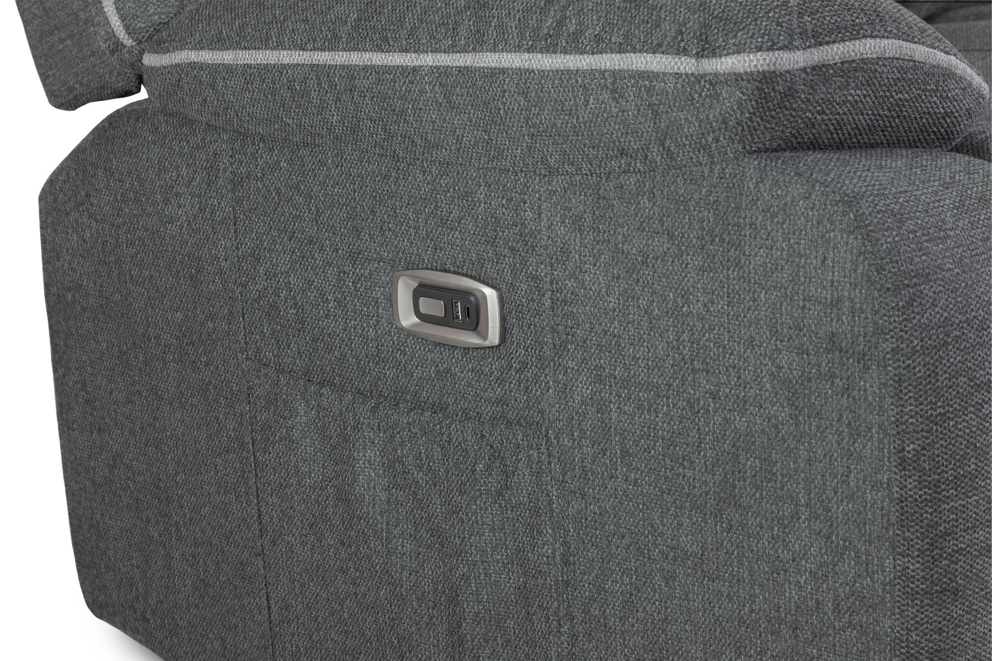 Harald Electric Recliner Sofa - Graphite Fabric - 3 Seater