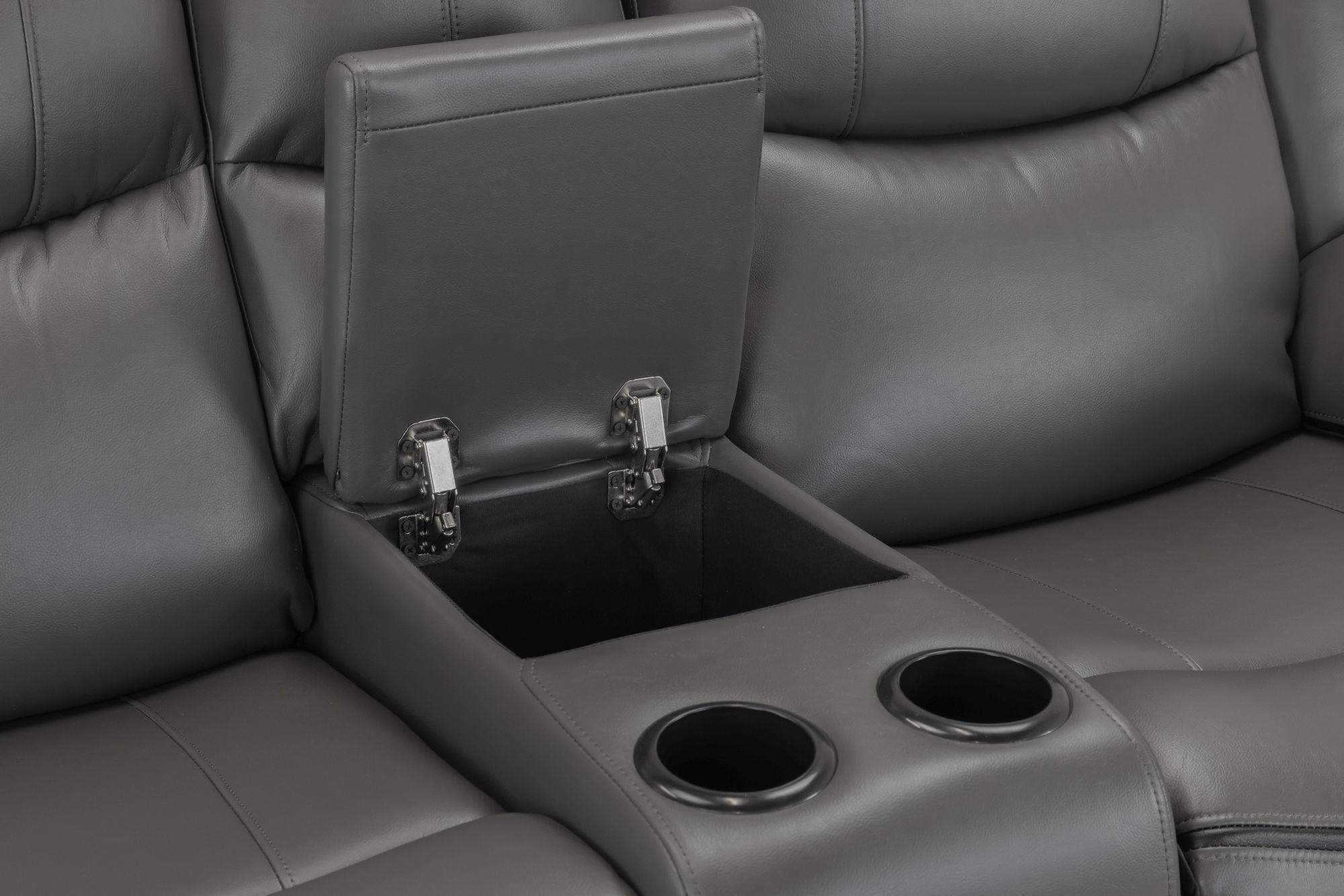 Harald Electric Recliner Sofa - Grey Faux Leather - 2 Seater