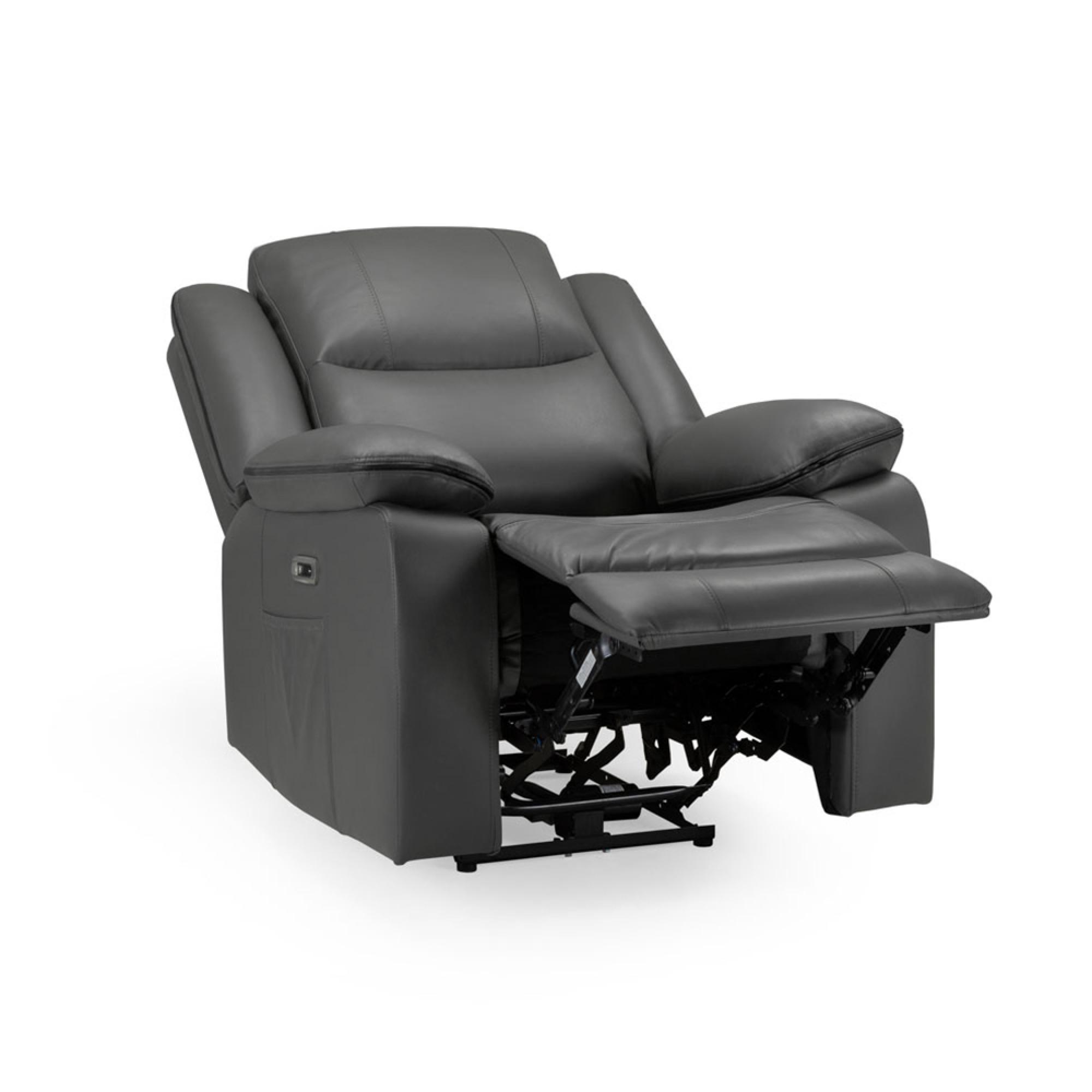Harald Electric Recliner Armchair - Grey Faux Leather