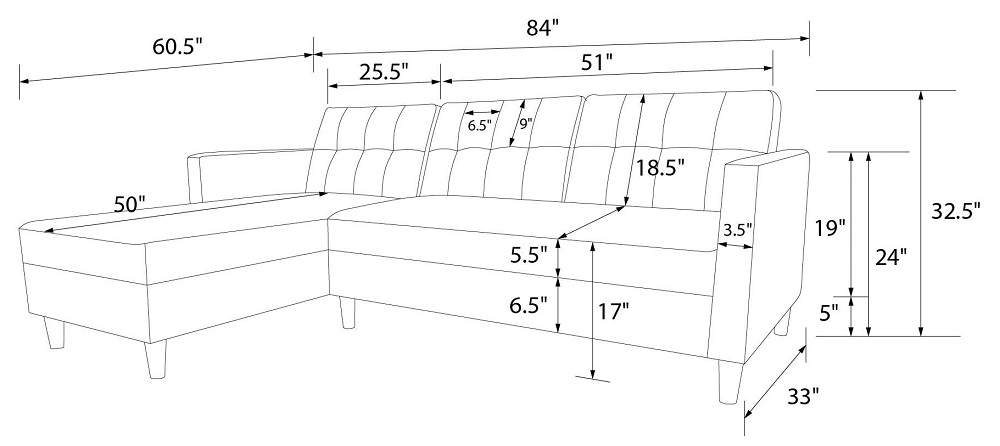 Hartford Sectional Futon Sofa Bed - Storage - Chenille - 2112669UK