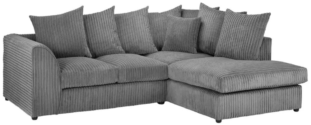 Harley Jumbo Corner Sofa - Grey Fabric - RHF