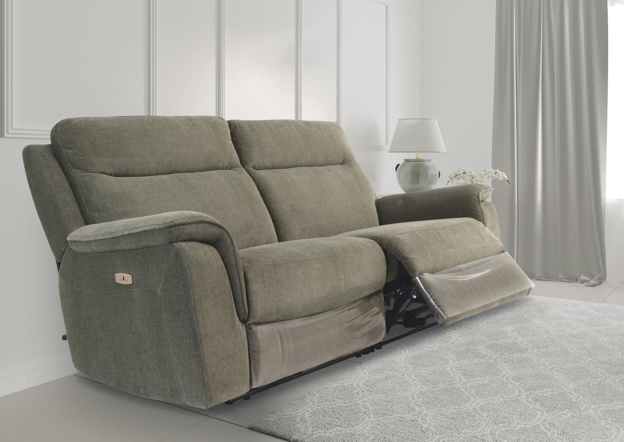 Havana Sofa - 3 Seater - Electric Recliner - Moss Green Fabric