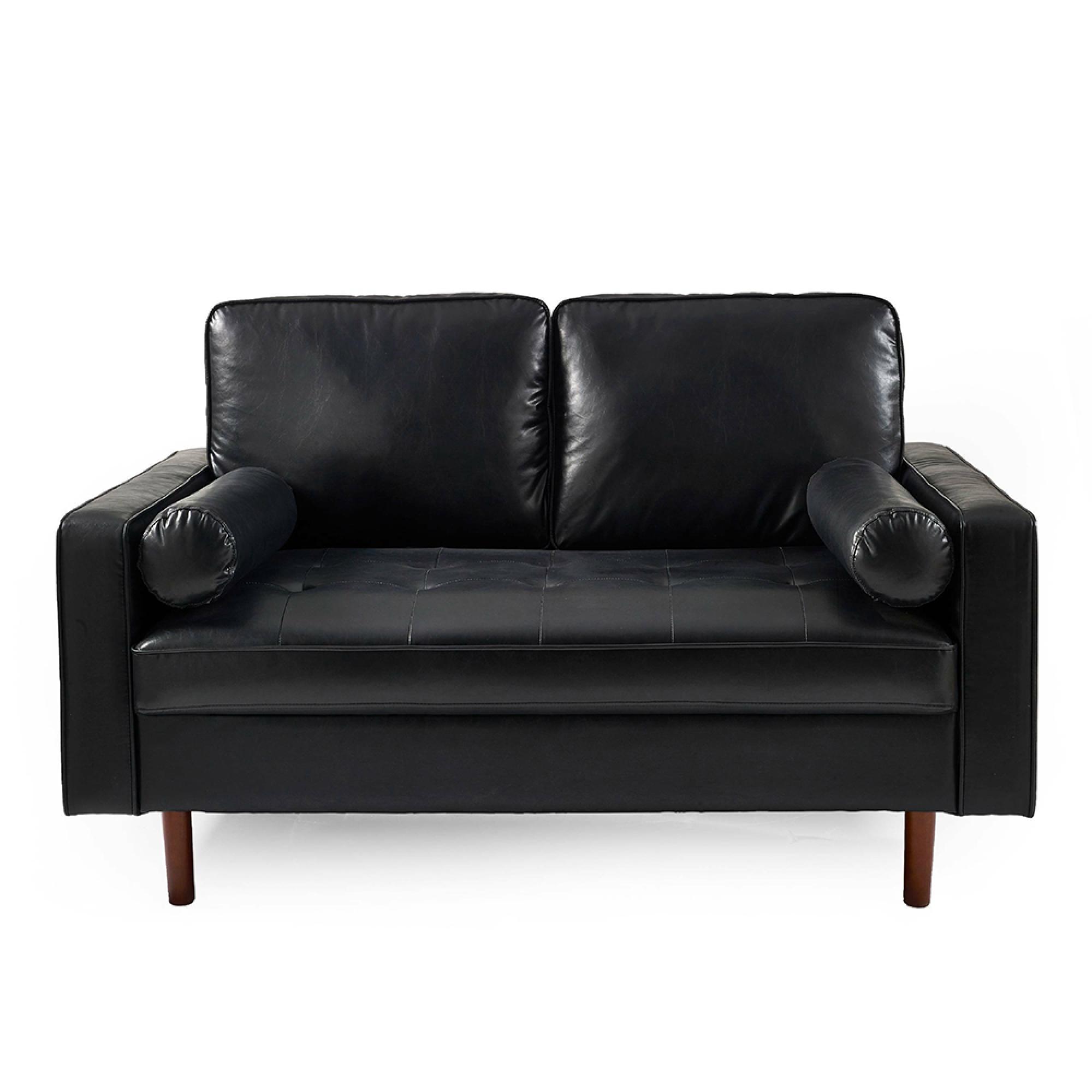Henley Black Faux Leather Sofa - 2 Seater