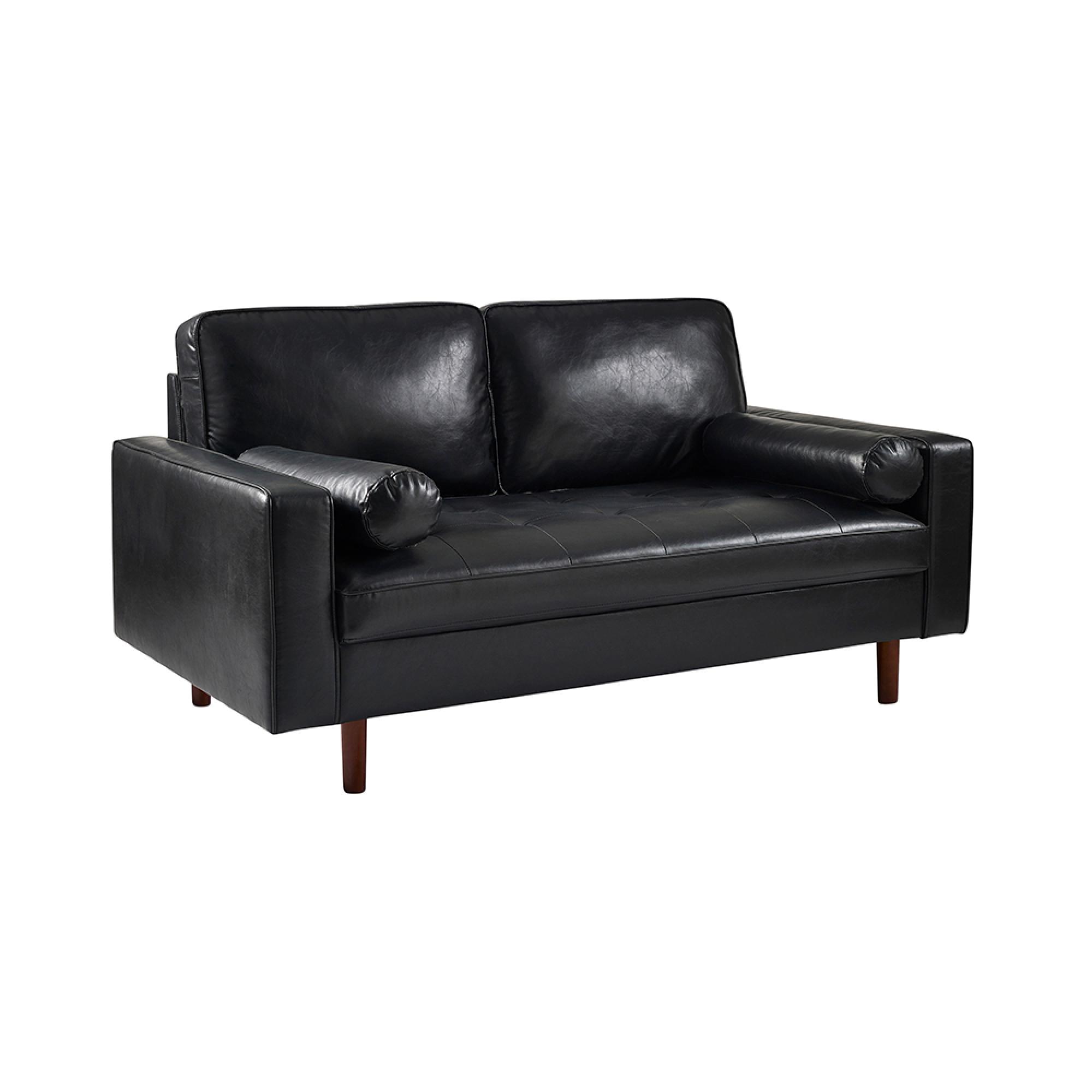 Henley Black Faux Leather Sofa - 3 Seater