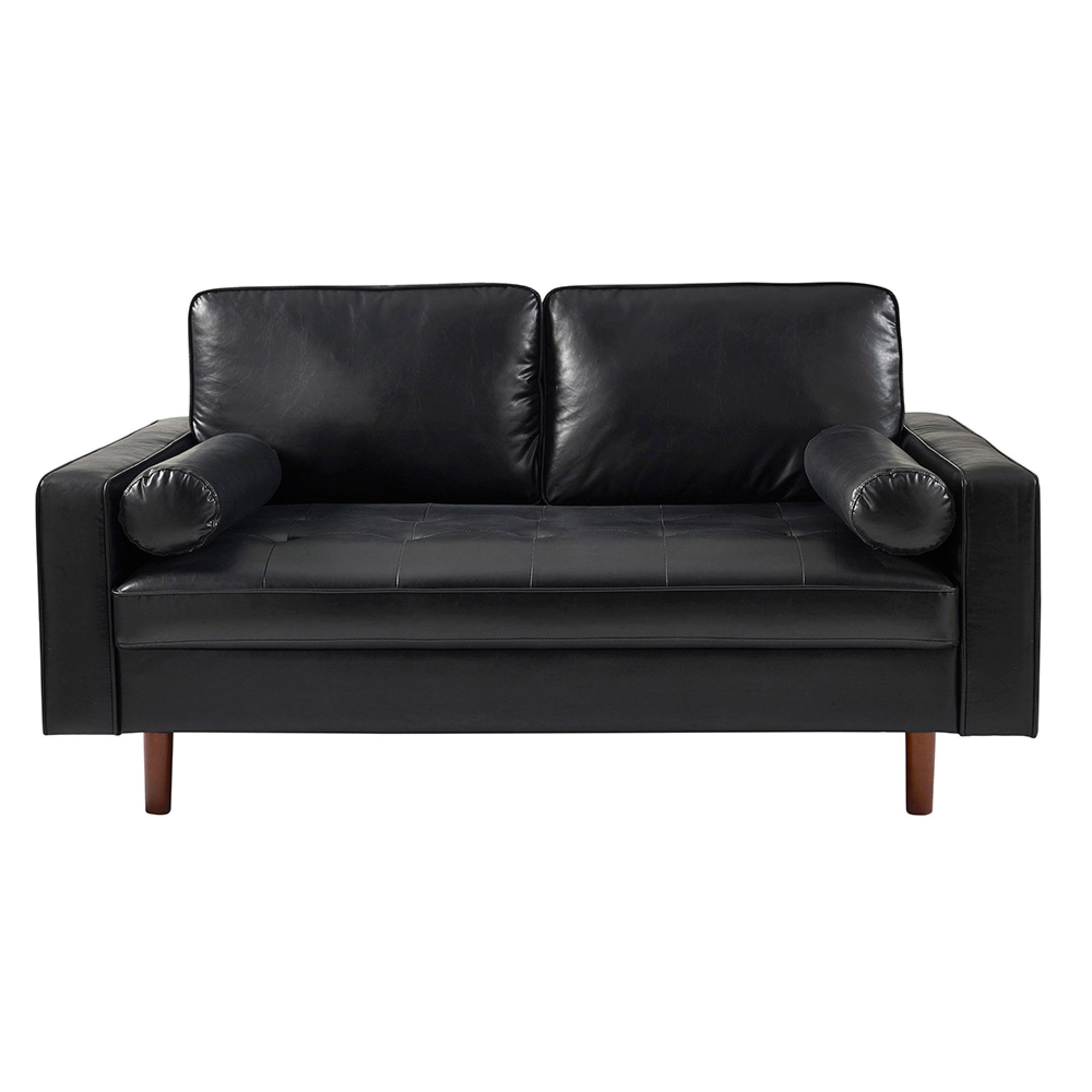 Henley Black Faux Leather Sofa - 3 Seater