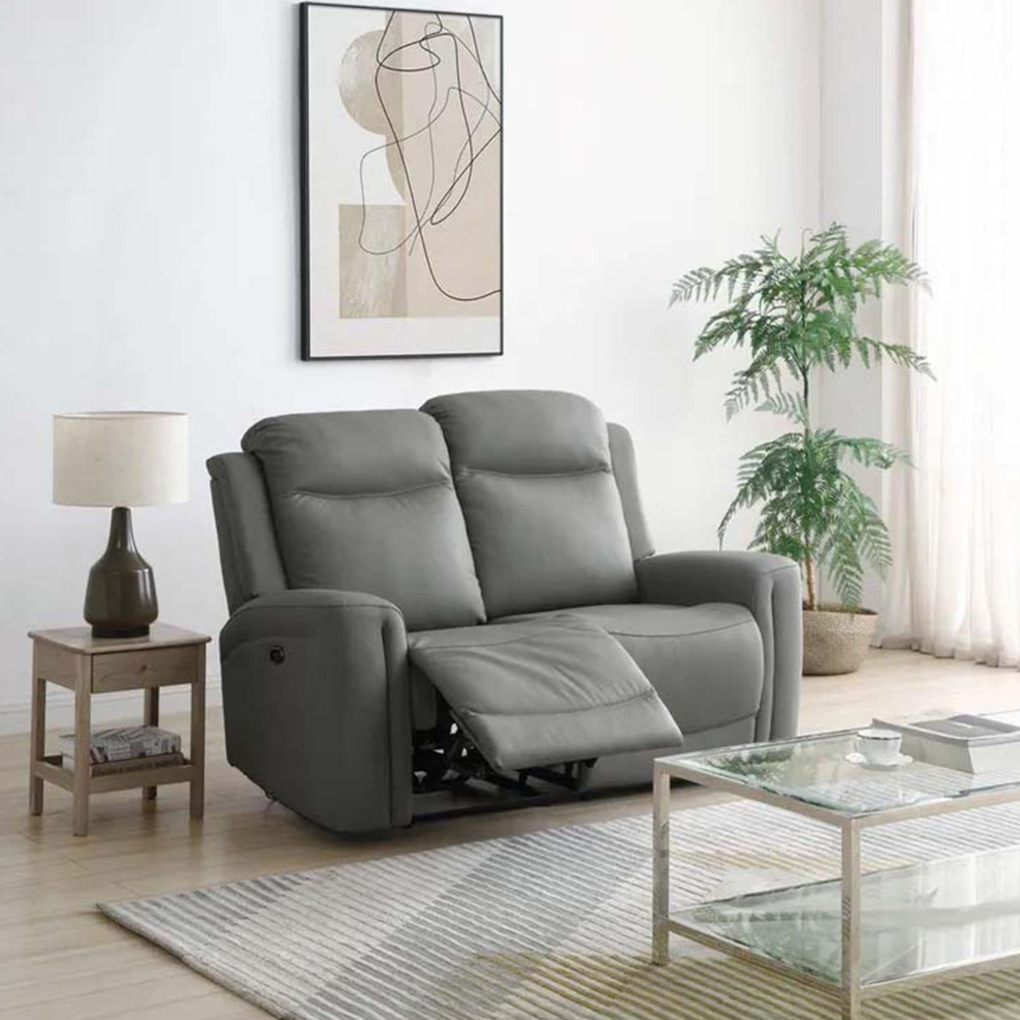 Henley Electric Recliner Sofa - Grey Leather - 2 Seater