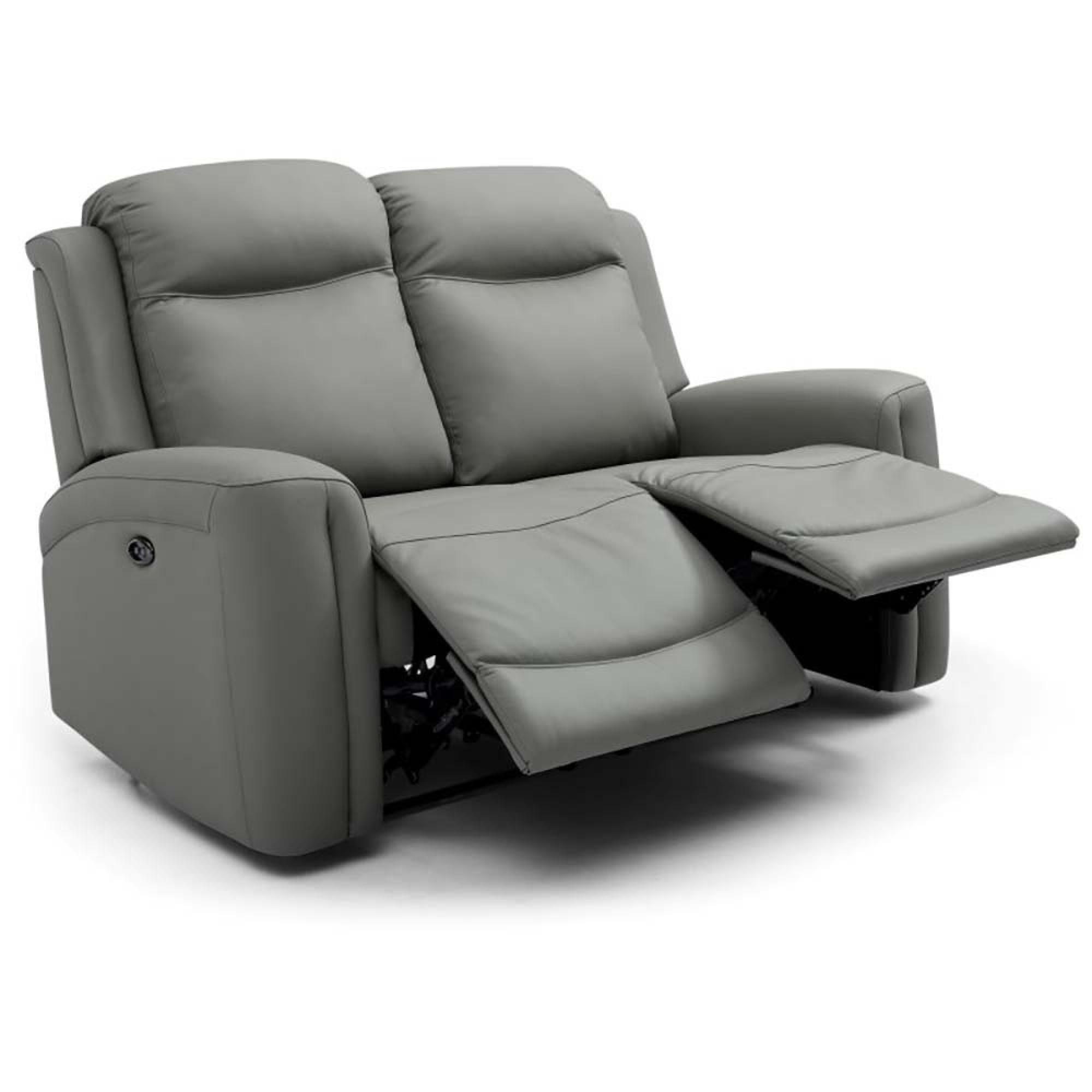 Henley Electric Recliner Sofa - Grey Leather - 2 Seater