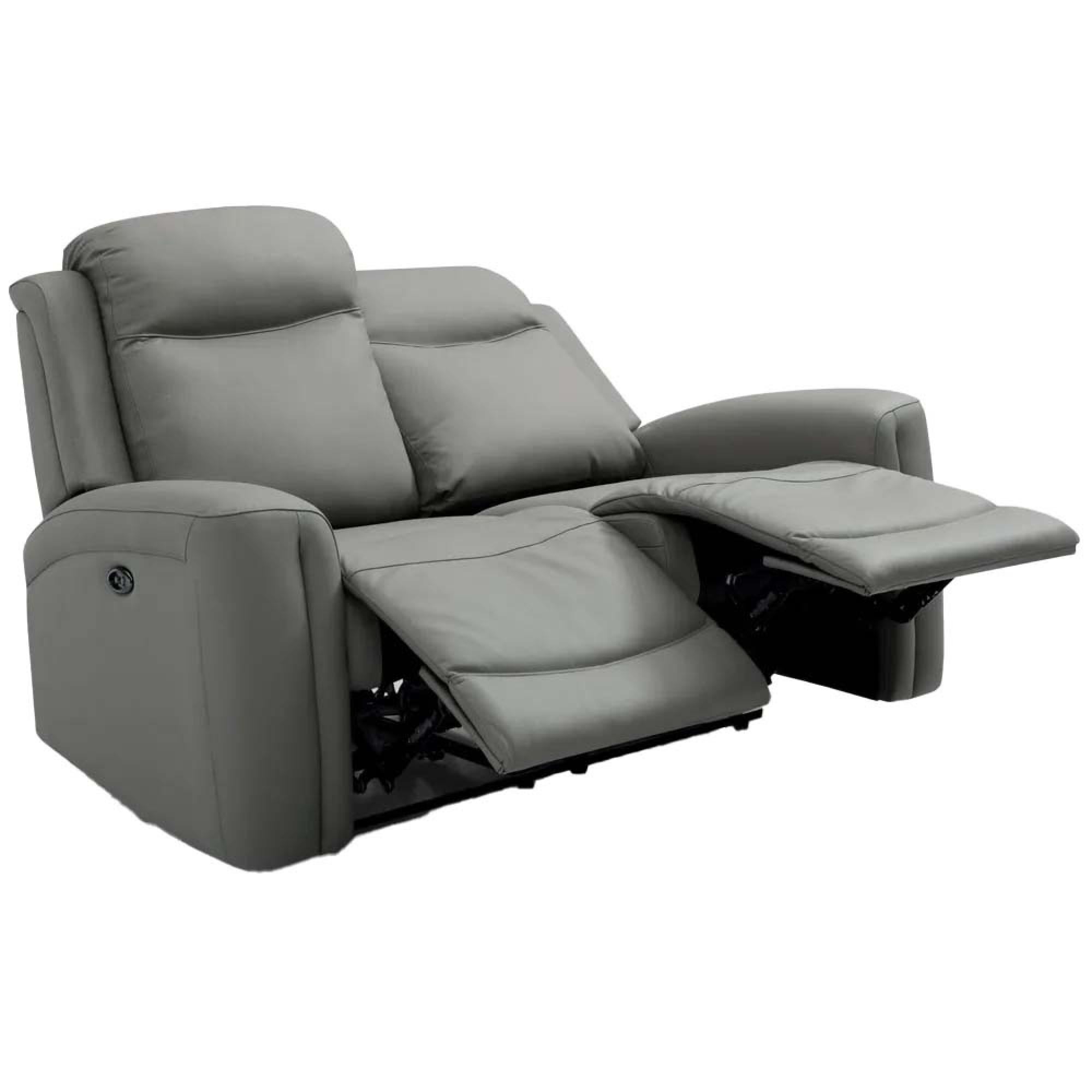 Henley Electric Recliner Sofa - Grey Leather - 2 Seater