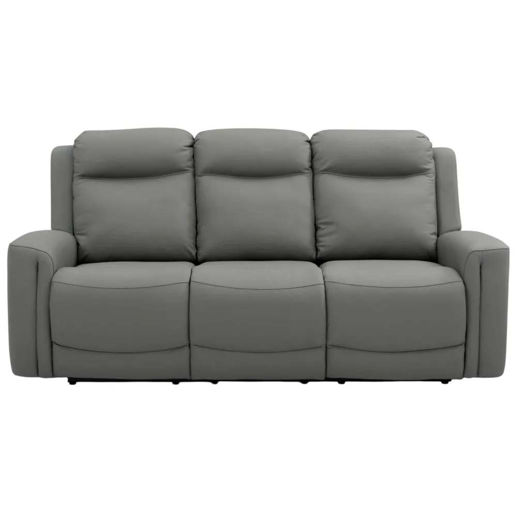 Henley Electric Recliner Sofa - Grey Leather - 3 Seater
