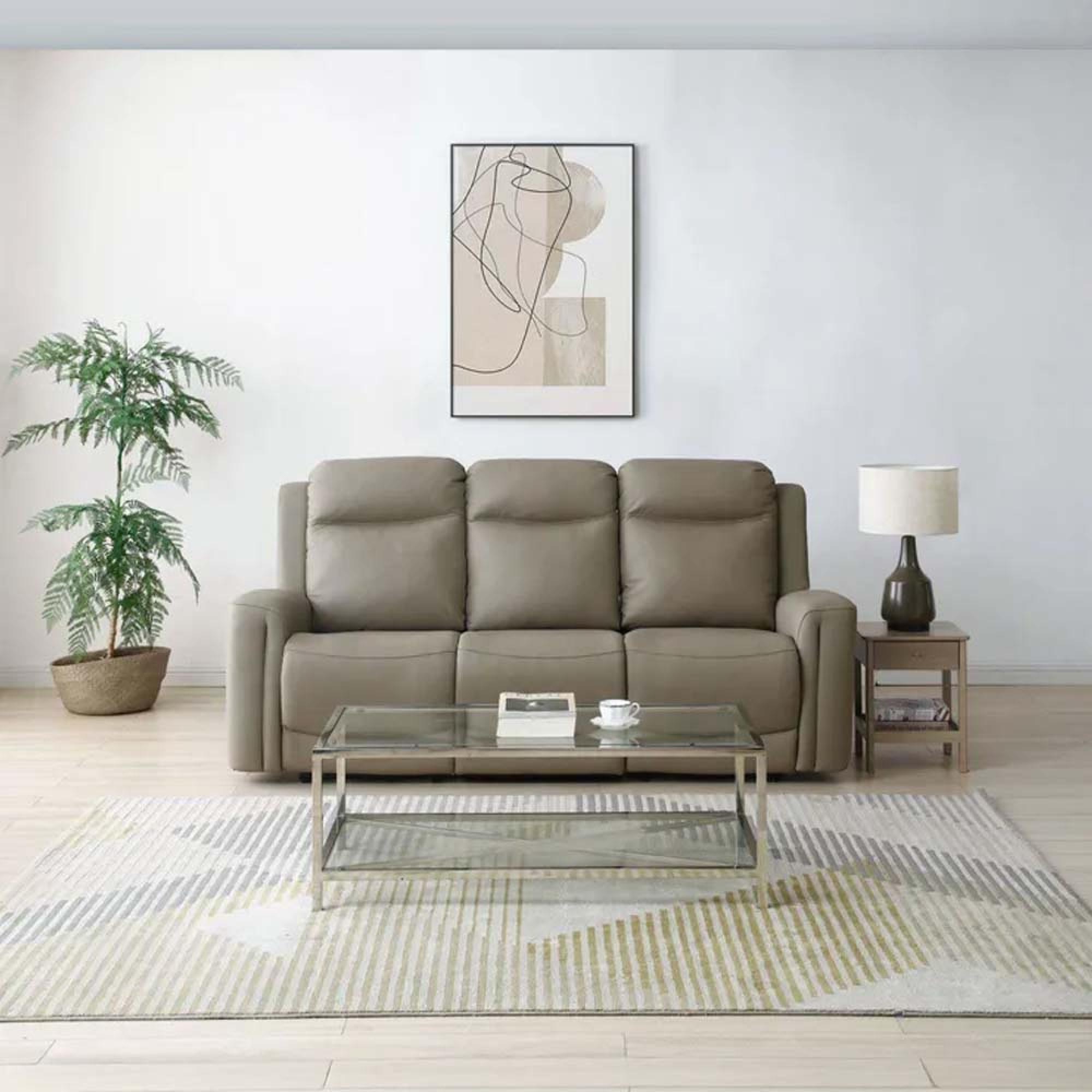 Henley Electric Recliner Sofa - Taupe Leather - 3 Seater