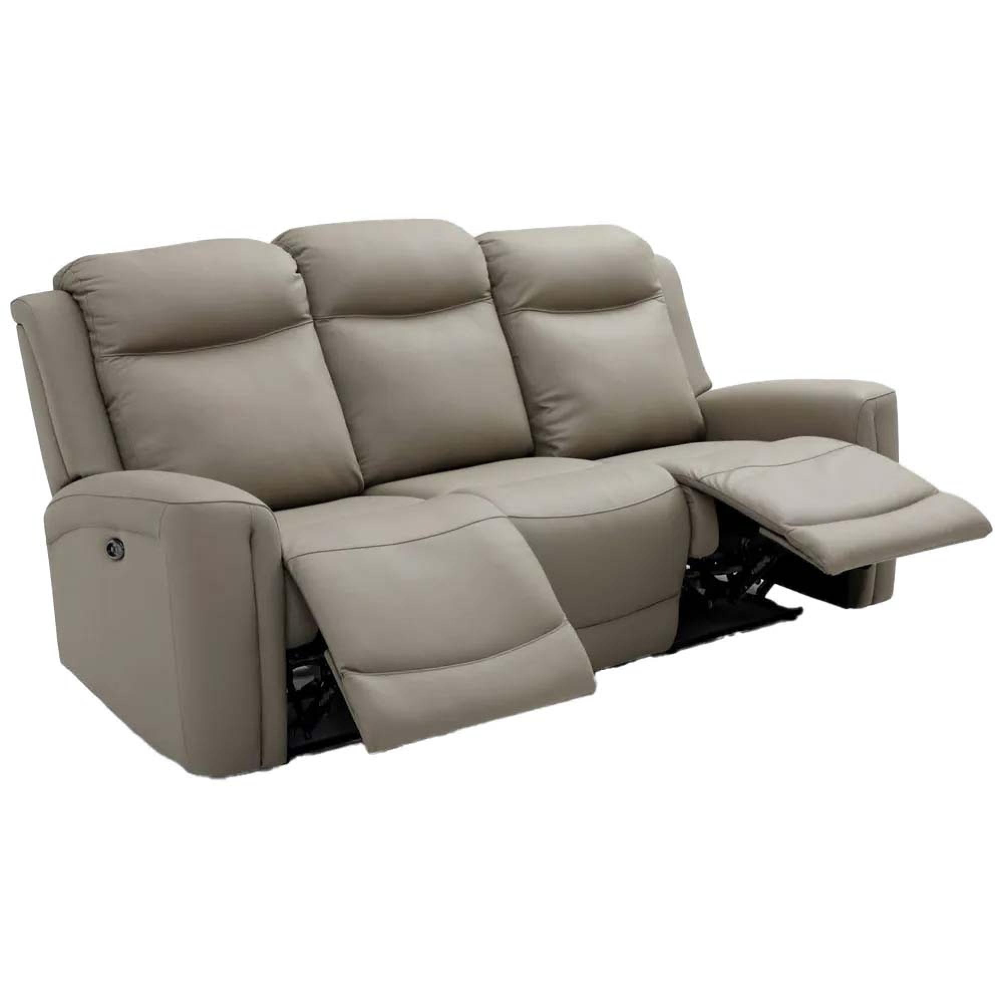 Henley Electric Recliner Sofa - Taupe Leather - 3 Seater