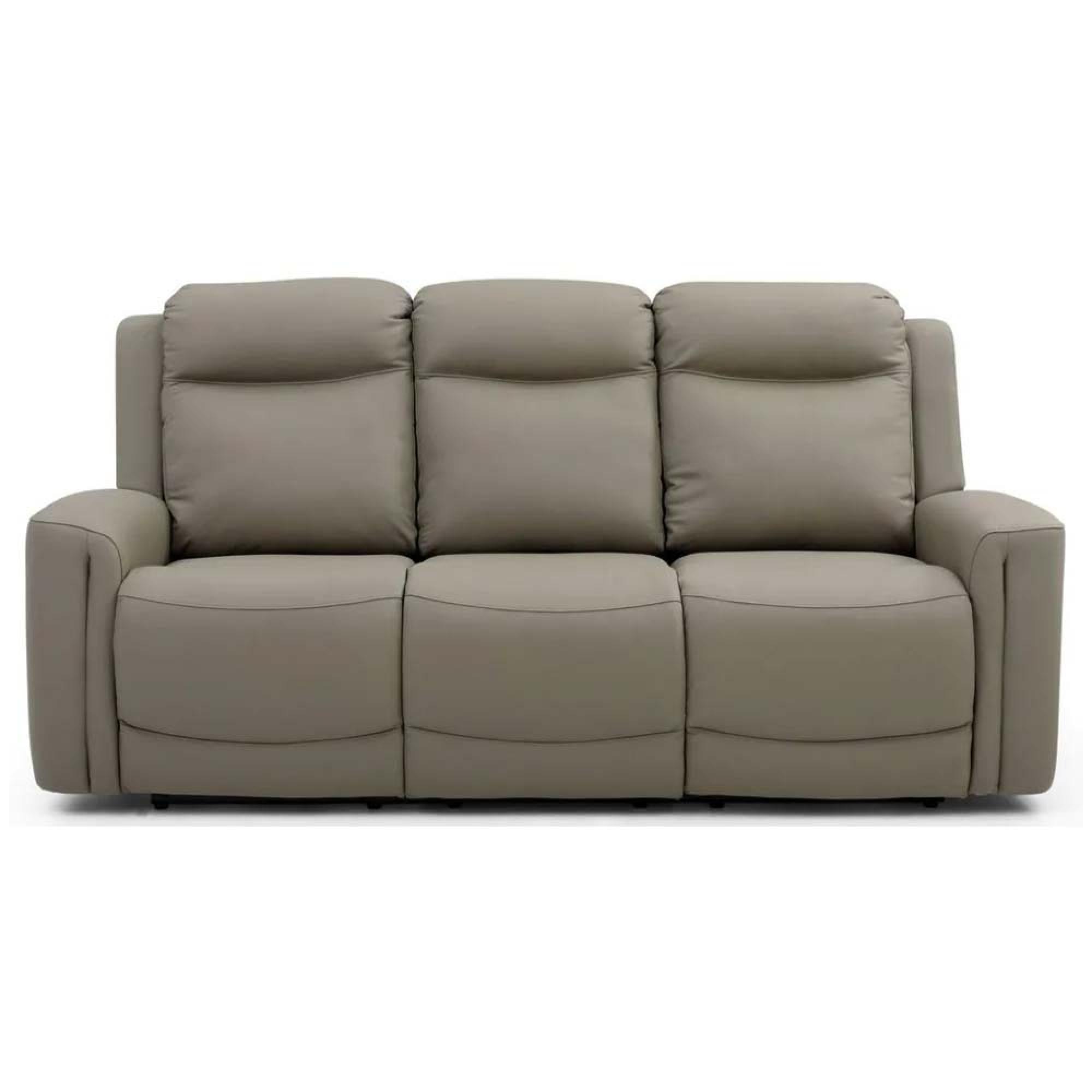 Henley Electric Recliner Sofa - Taupe Leather - 3 Seater