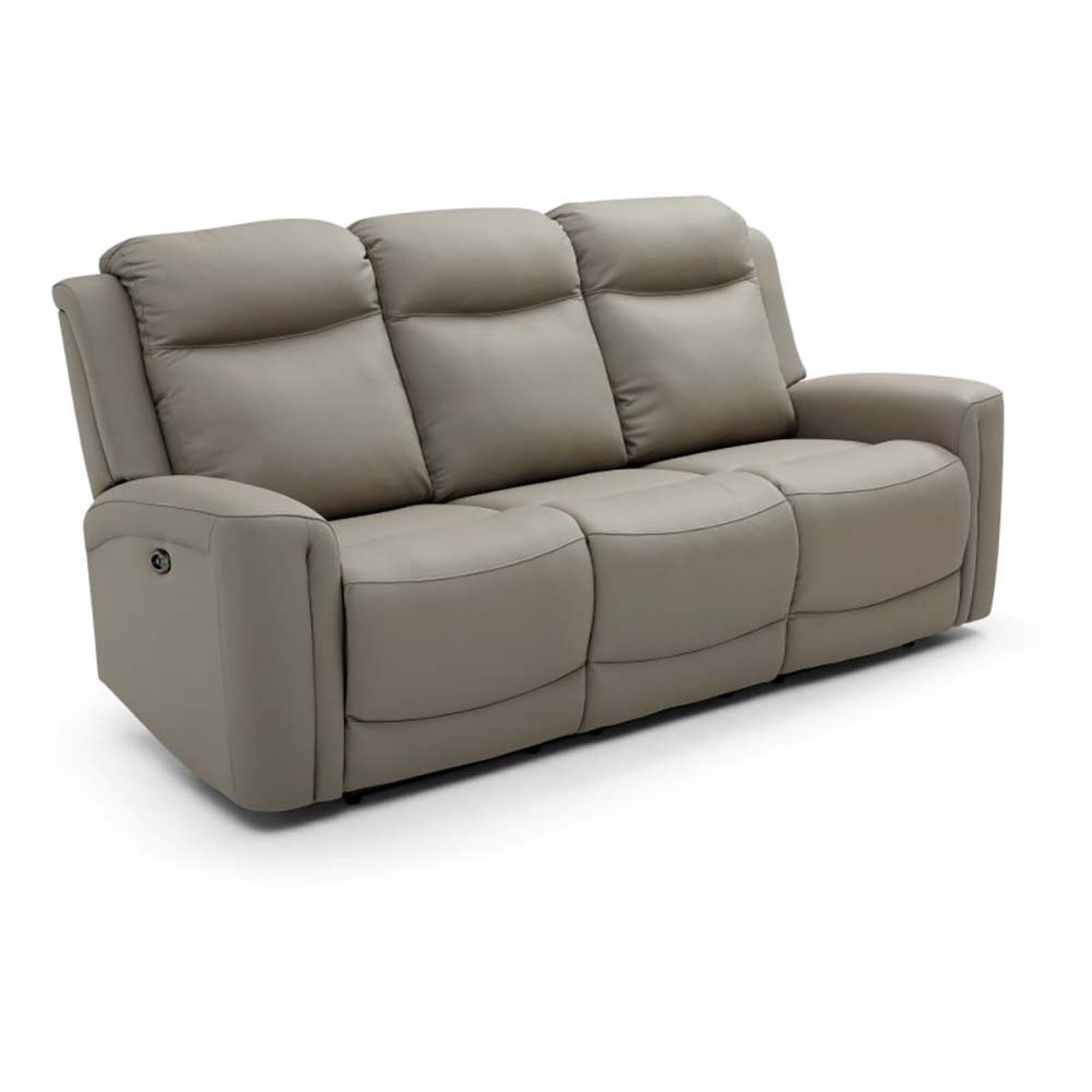 Henley Electric Recliner Sofa - Taupe Leather - 3 Seater