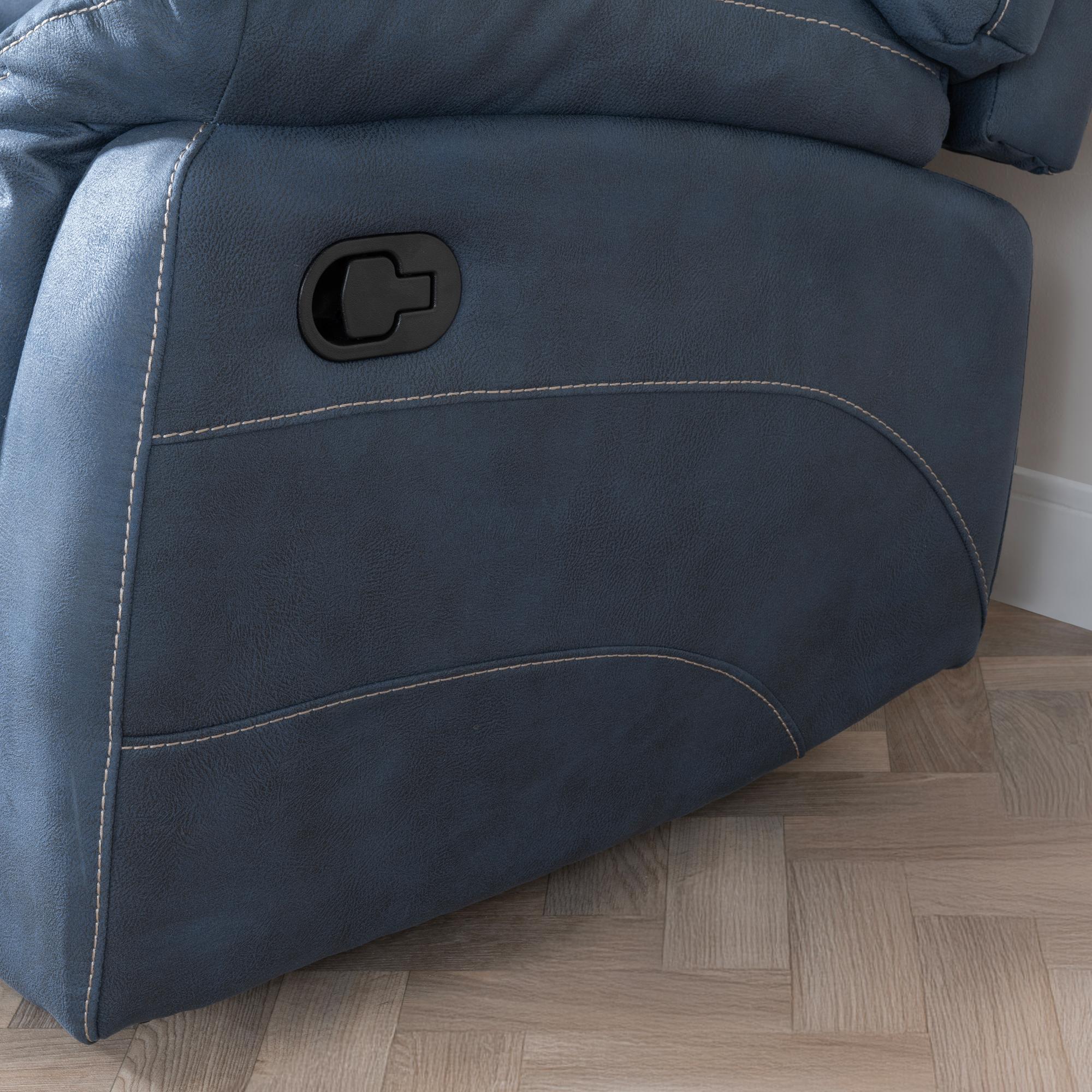 Hilbert Recliner Corner Sofa - Denim Blue Fabric