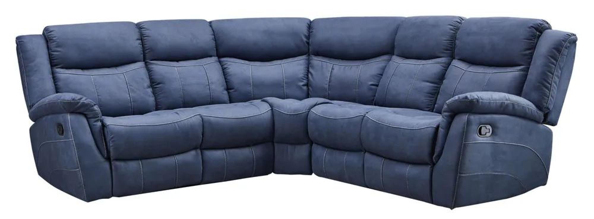 Hilbert Recliner Corner Sofa - Denim Blue Fabric