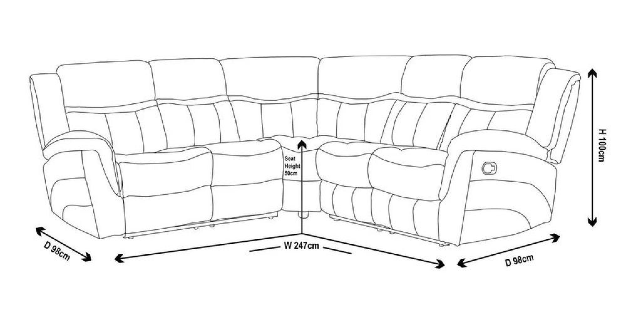 Hilbert Recliner Corner Sofa - Denim Blue Fabric