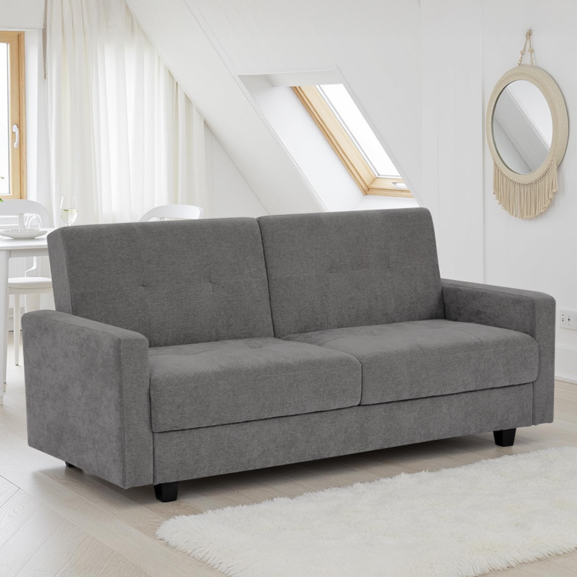 Hive Click Clack Sofa Bed - Grey Fabric - 3 Seater