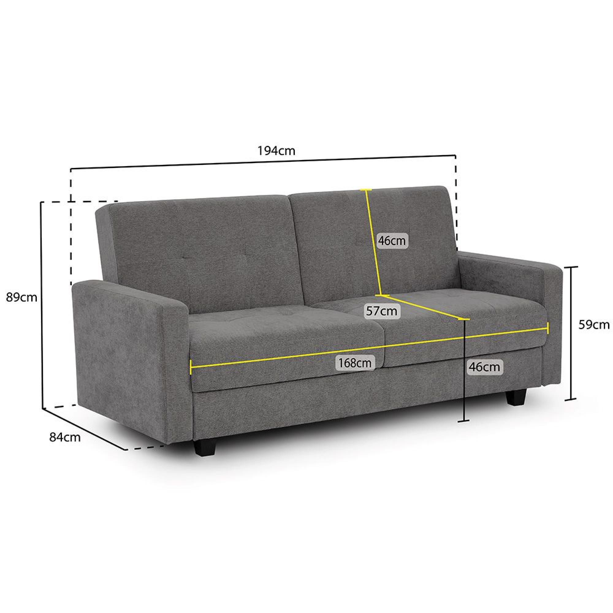 Hive Click Clack Sofa Bed - Grey Fabric - 3 Seater