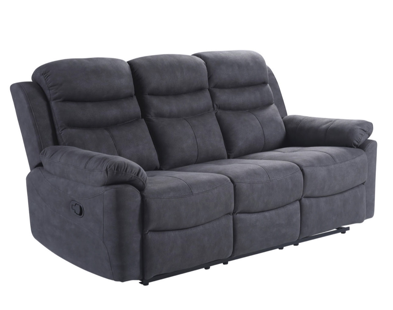 Hooven Charcoal Fabric 3 Seater Recliner