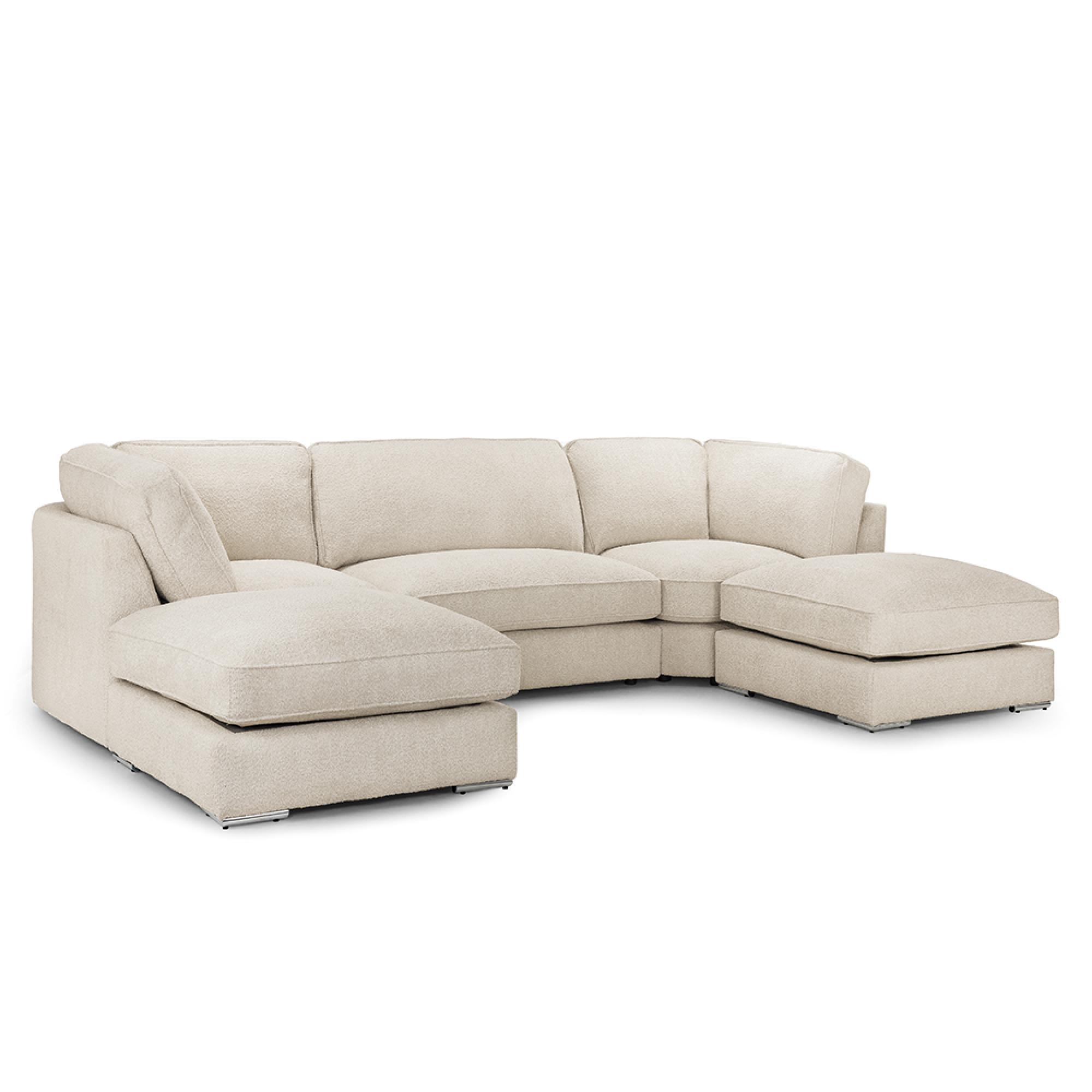 Inga U Shape Corner Sofa - Beige Fabric - Fullback