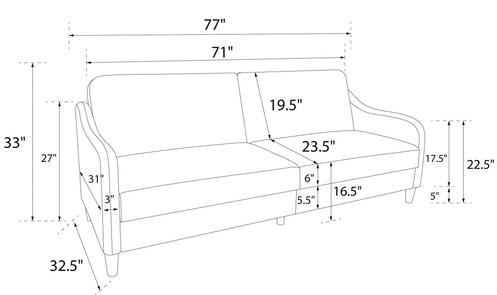 Jasper Sprung Sofa Bed - 2 Seater - Linen Fabric - 2148929UK
