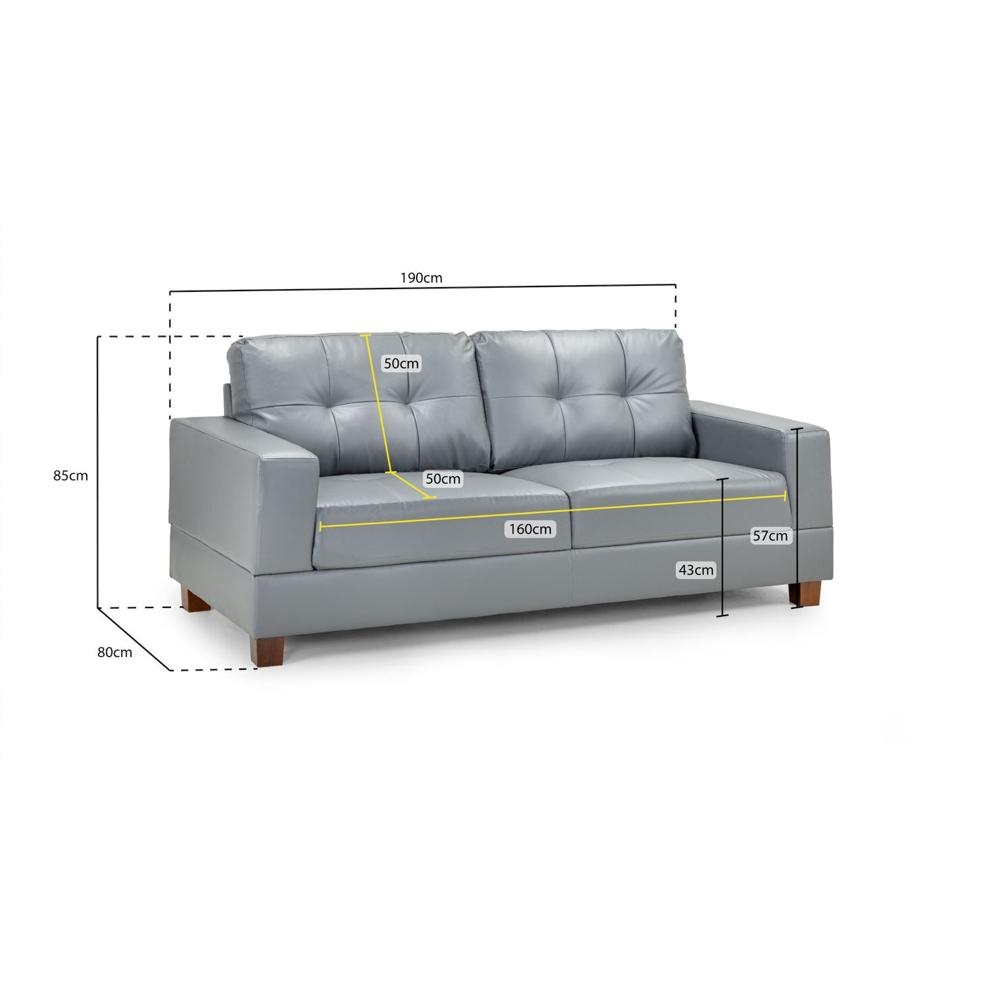 Jerry Sofa - Grey Fabric - 3 Seater