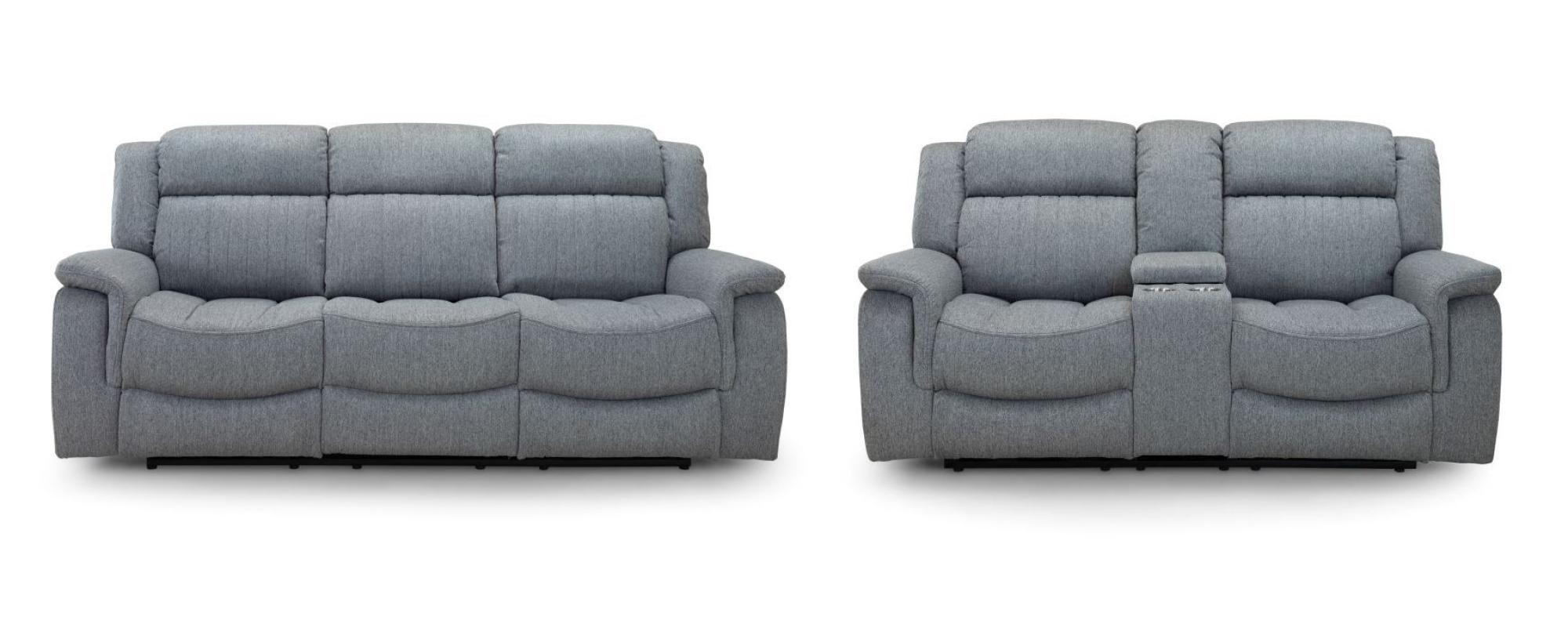 Linden Recliner Sofa Set - Grey Fabric - 3+2 Seater