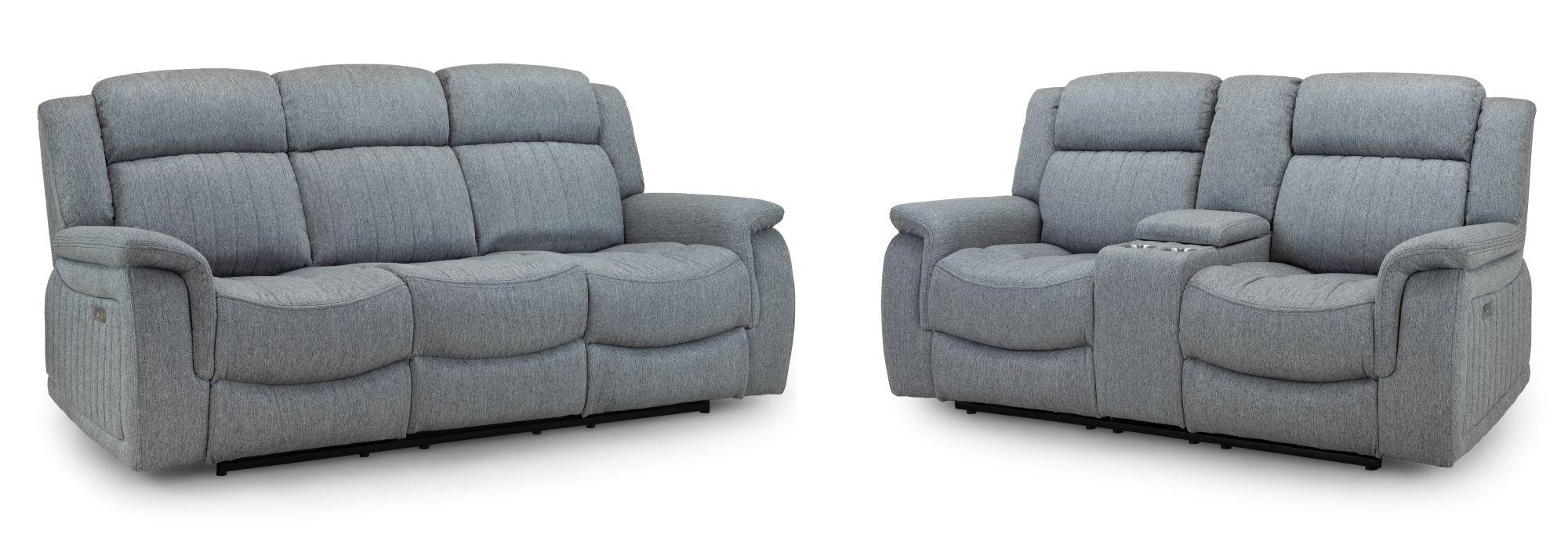 Linden Recliner Sofa Set - Grey Fabric - 3+2 Seater