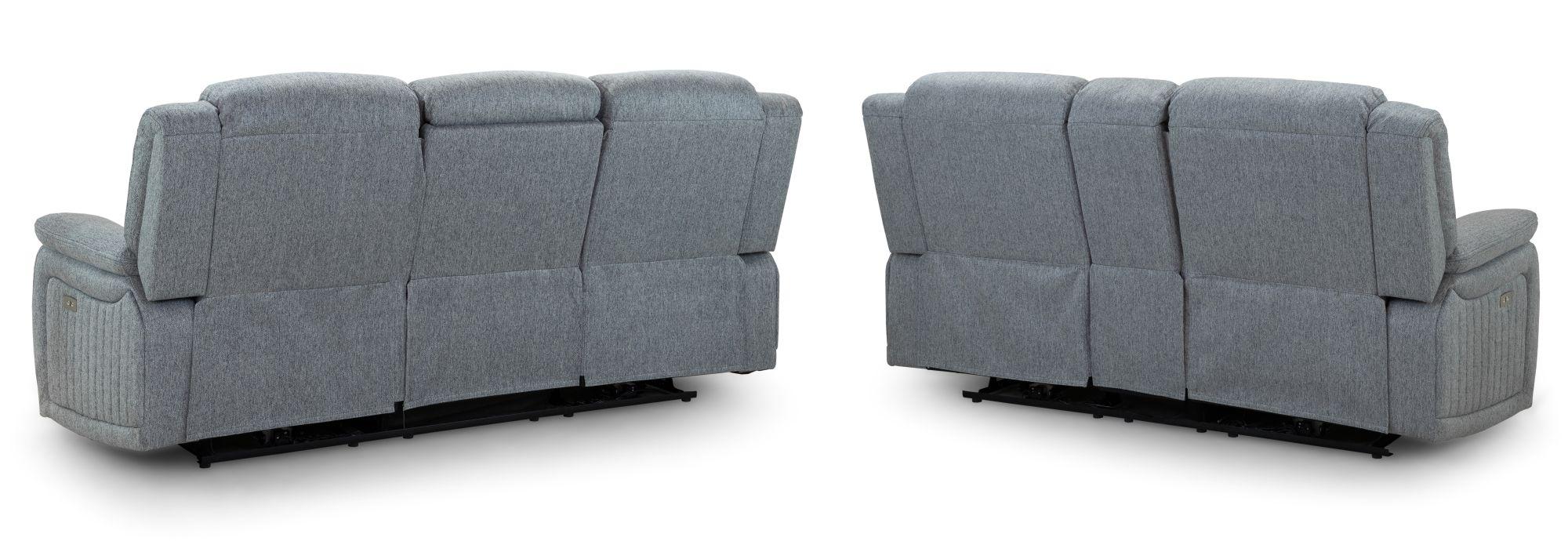 Linden Recliner Sofa Set - Grey Fabric - 3+2 Seater