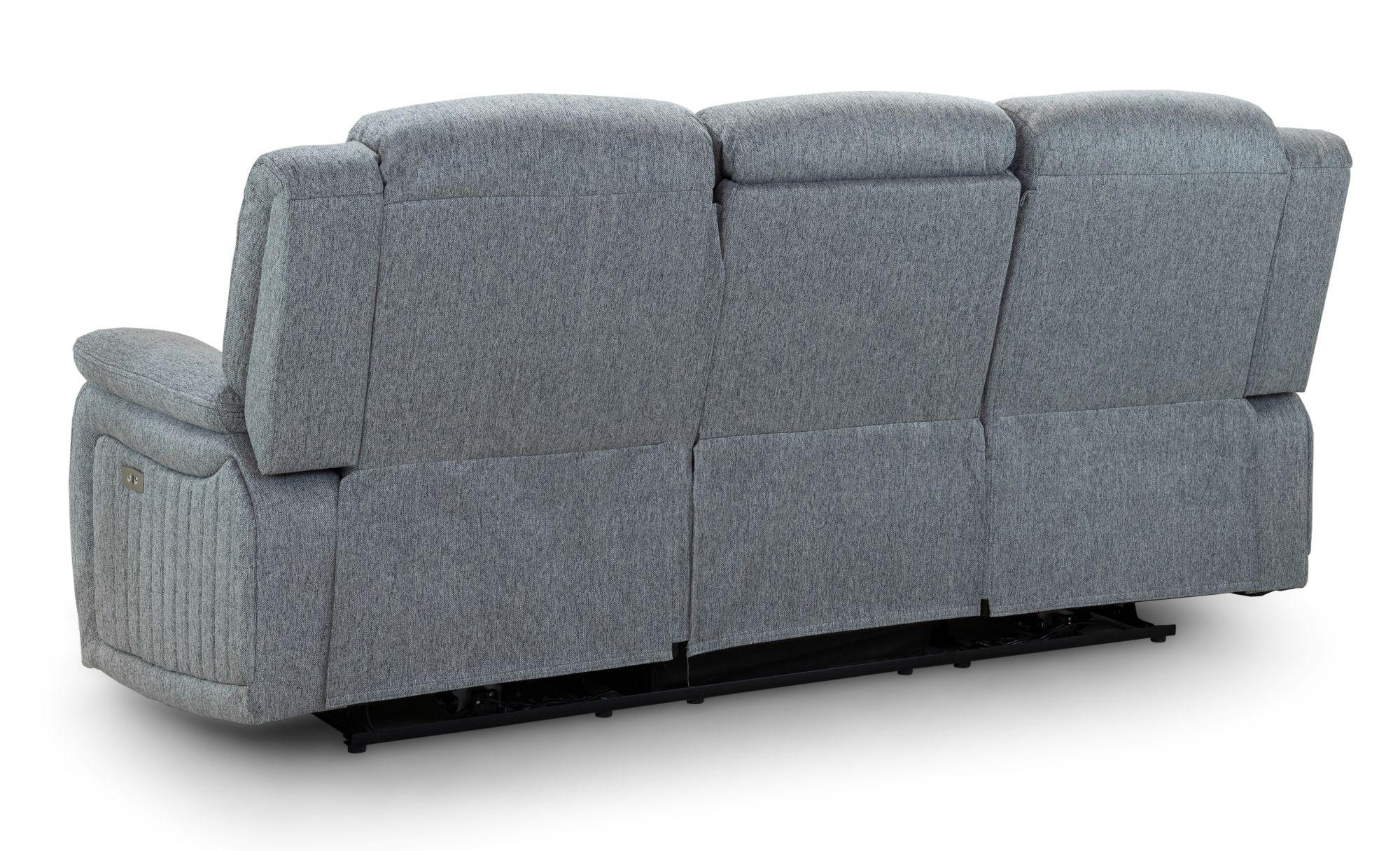 Linden Recliner Sofa - Grey Fabric - 3 Seater