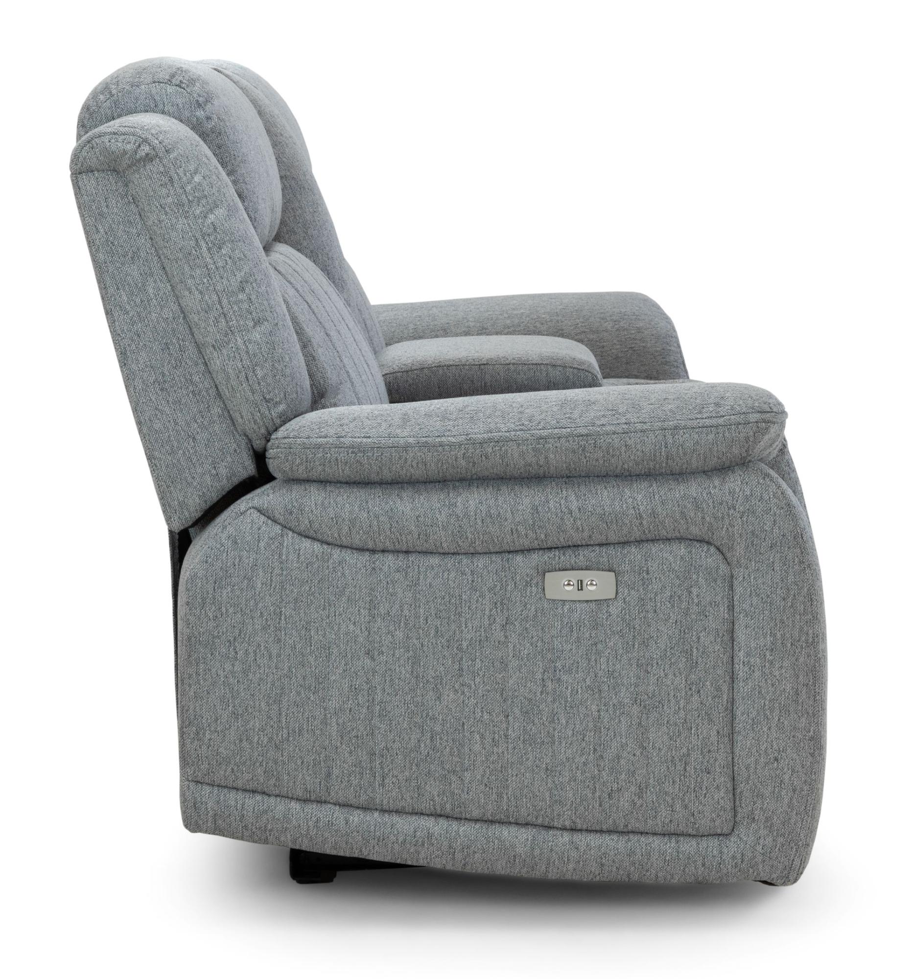 Linden Recliner Sofa - Grey Fabric - 3 Seater
