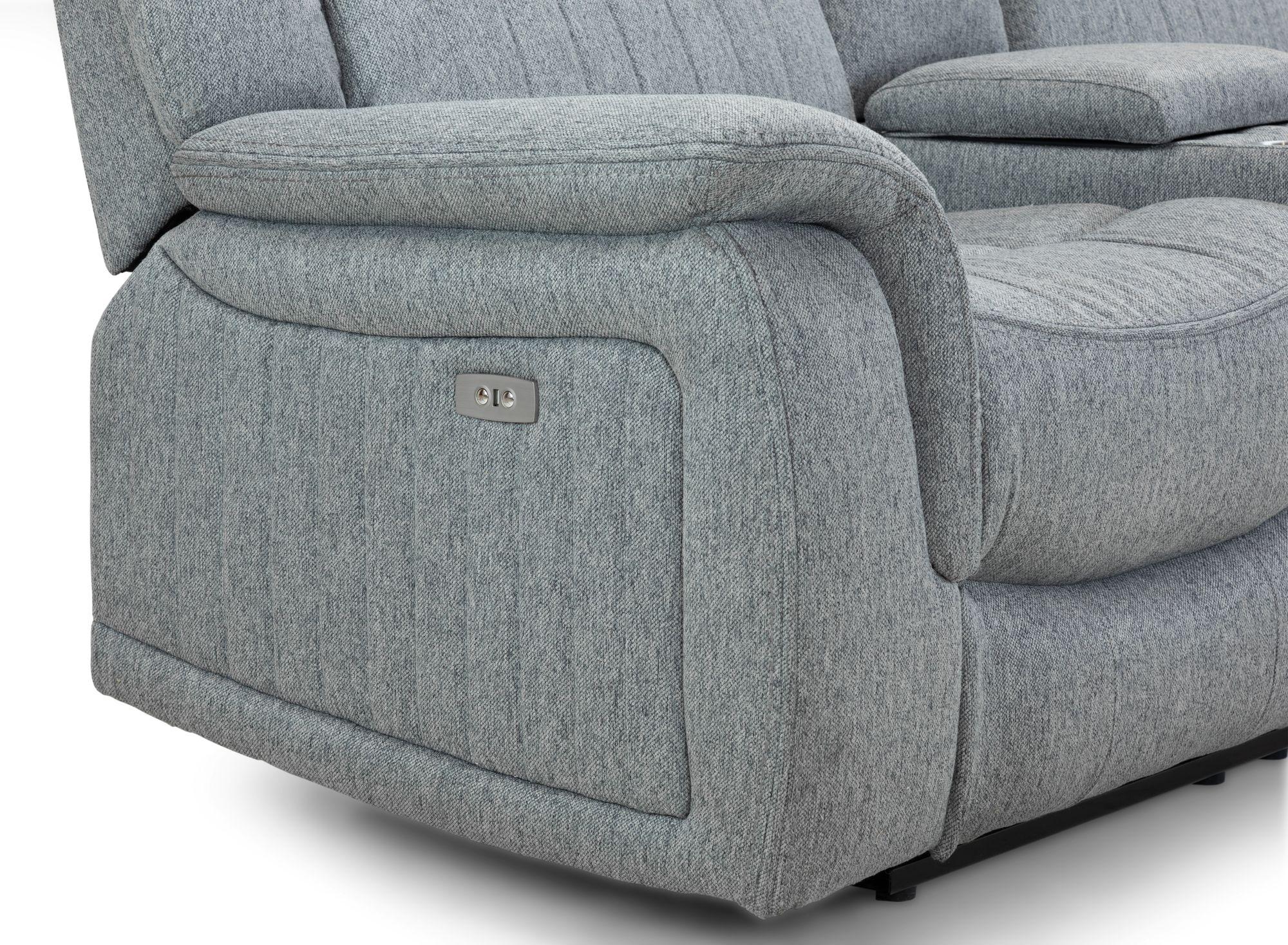 Linden Recliner Sofa - Grey Fabric - 3 Seater