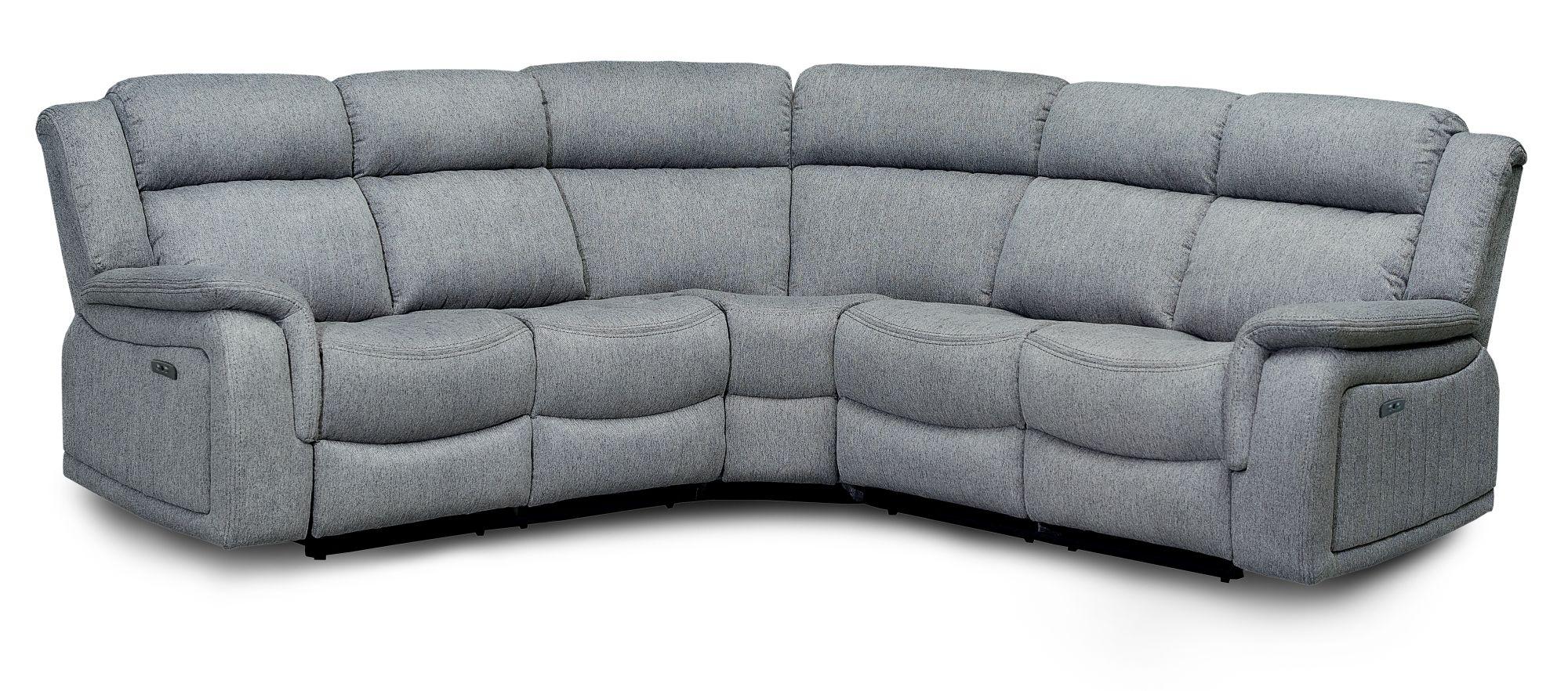 Linden Recliner Corner Sofa Set - Grey Fabric - Large - 2 Corner 2