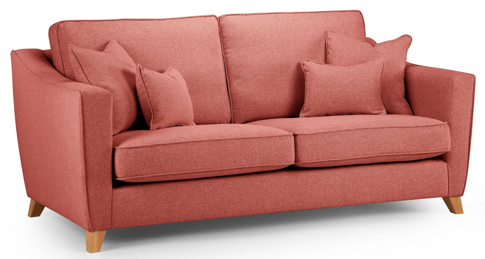 Linnet Coral Fabric 3 Seater Sofa