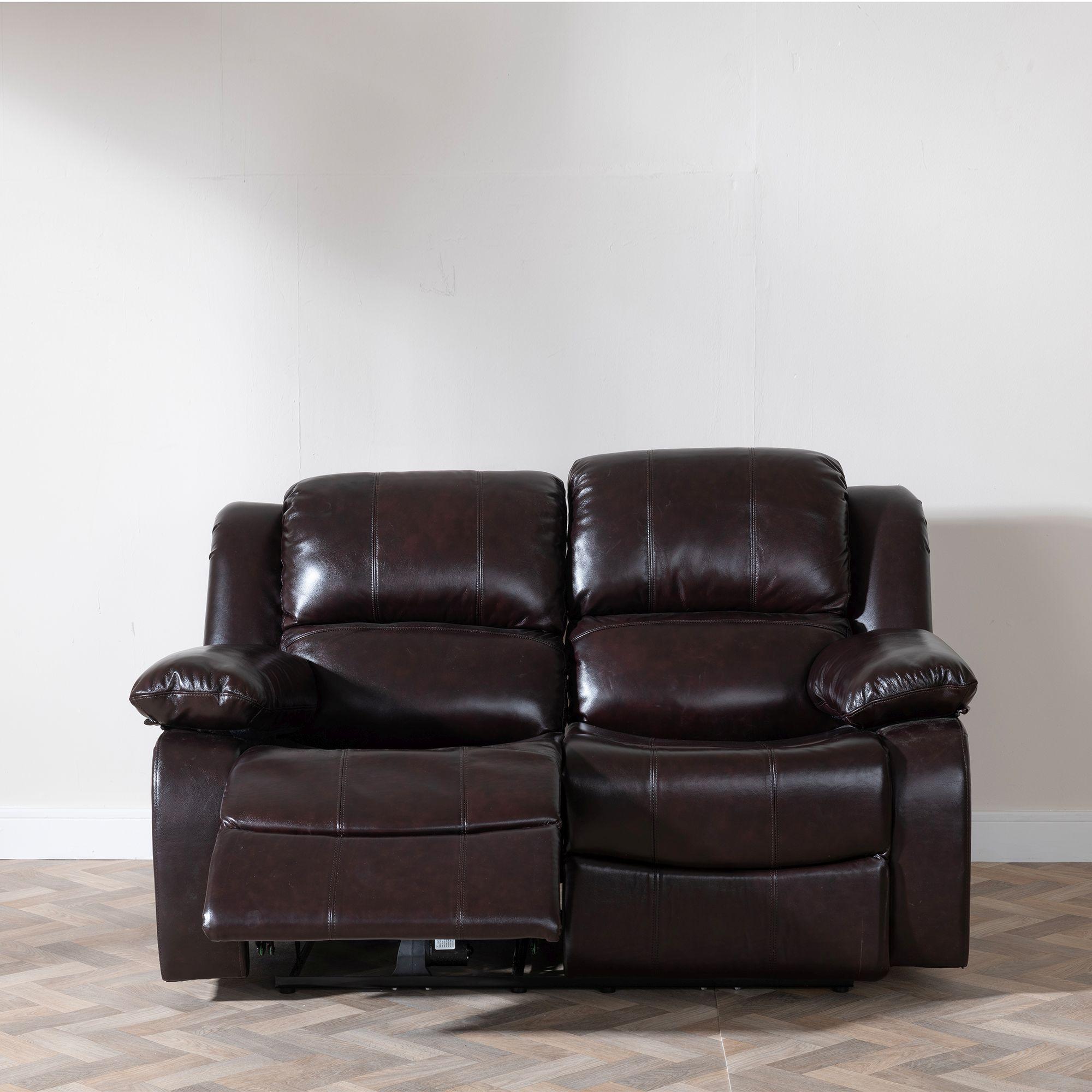 London Recliner Sofa - 2 Seater - Burgundy Leather