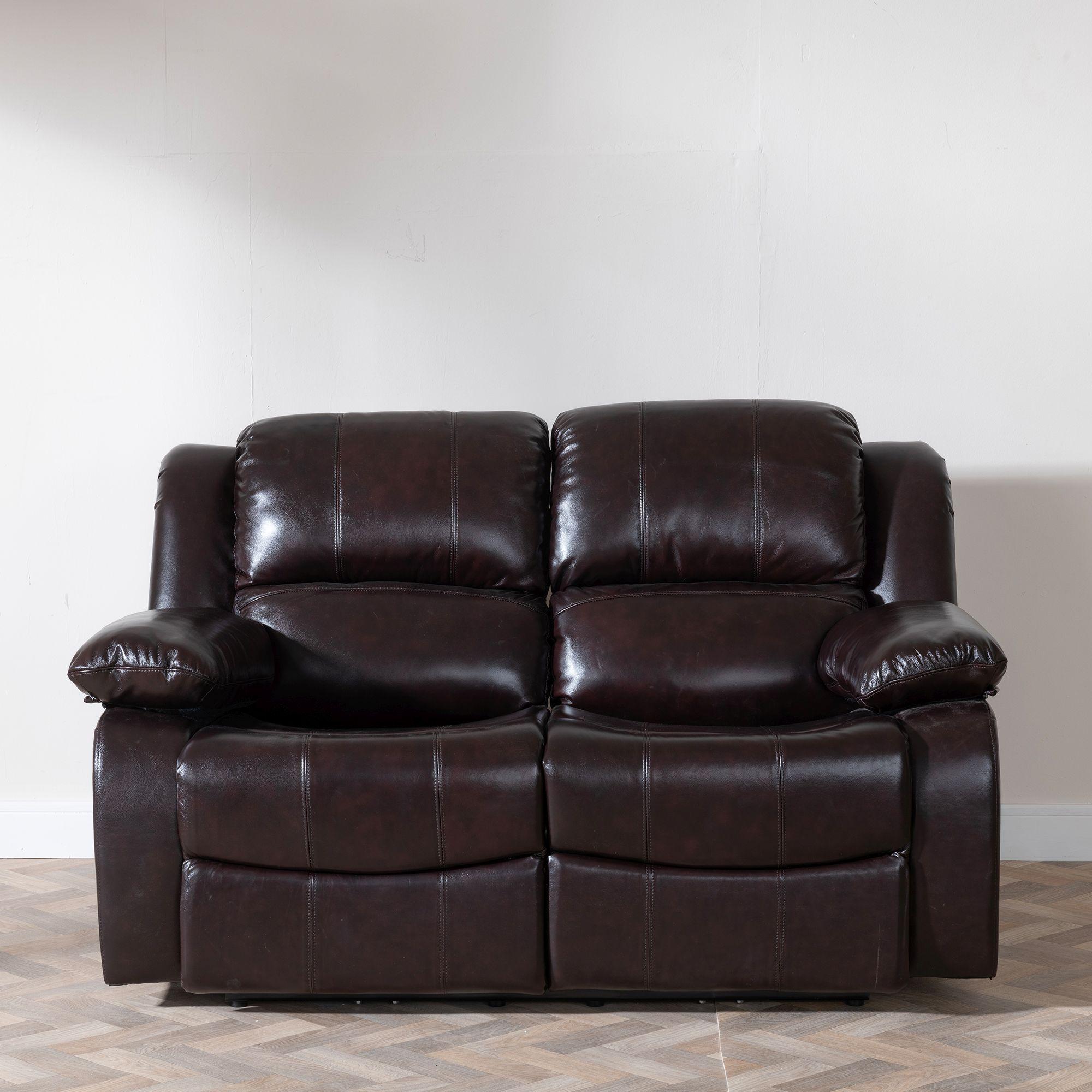 London Recliner Sofa - 2 Seater - Burgundy Leather