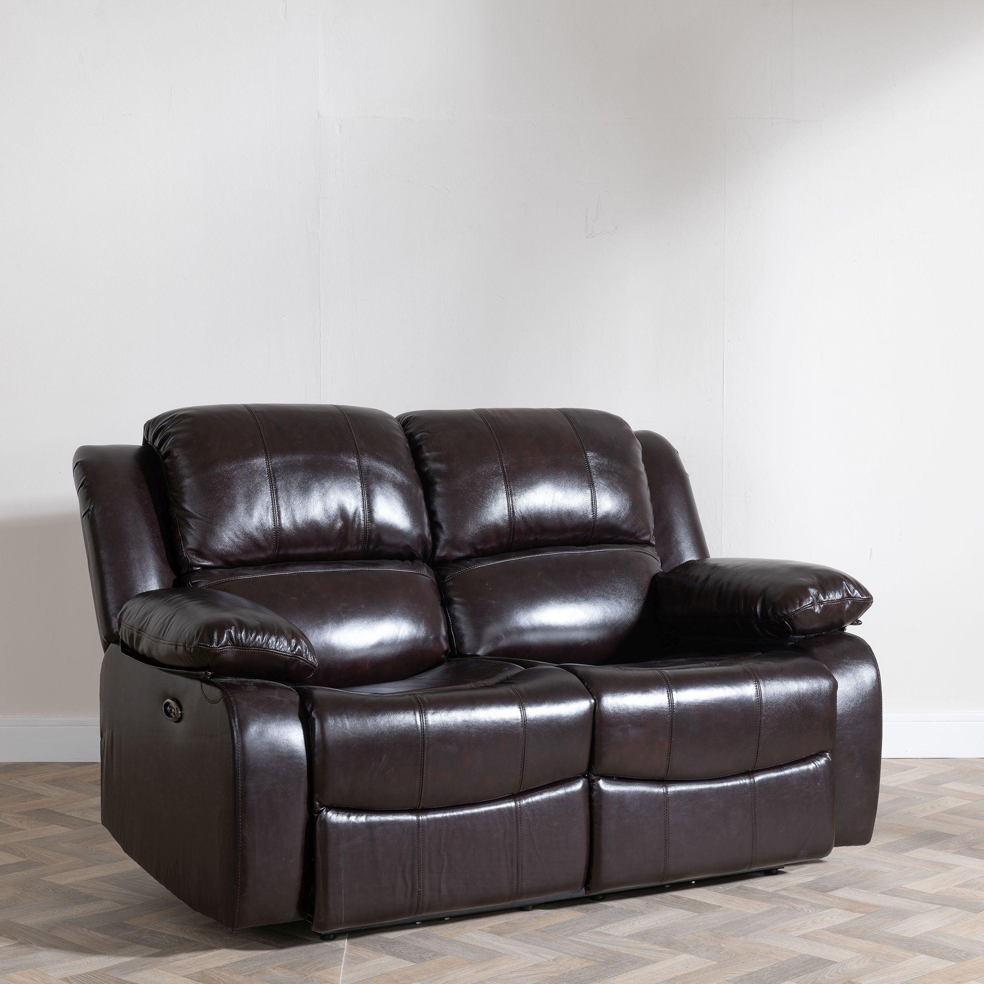 London Recliner Sofa - 2 Seater - Burgundy Leather