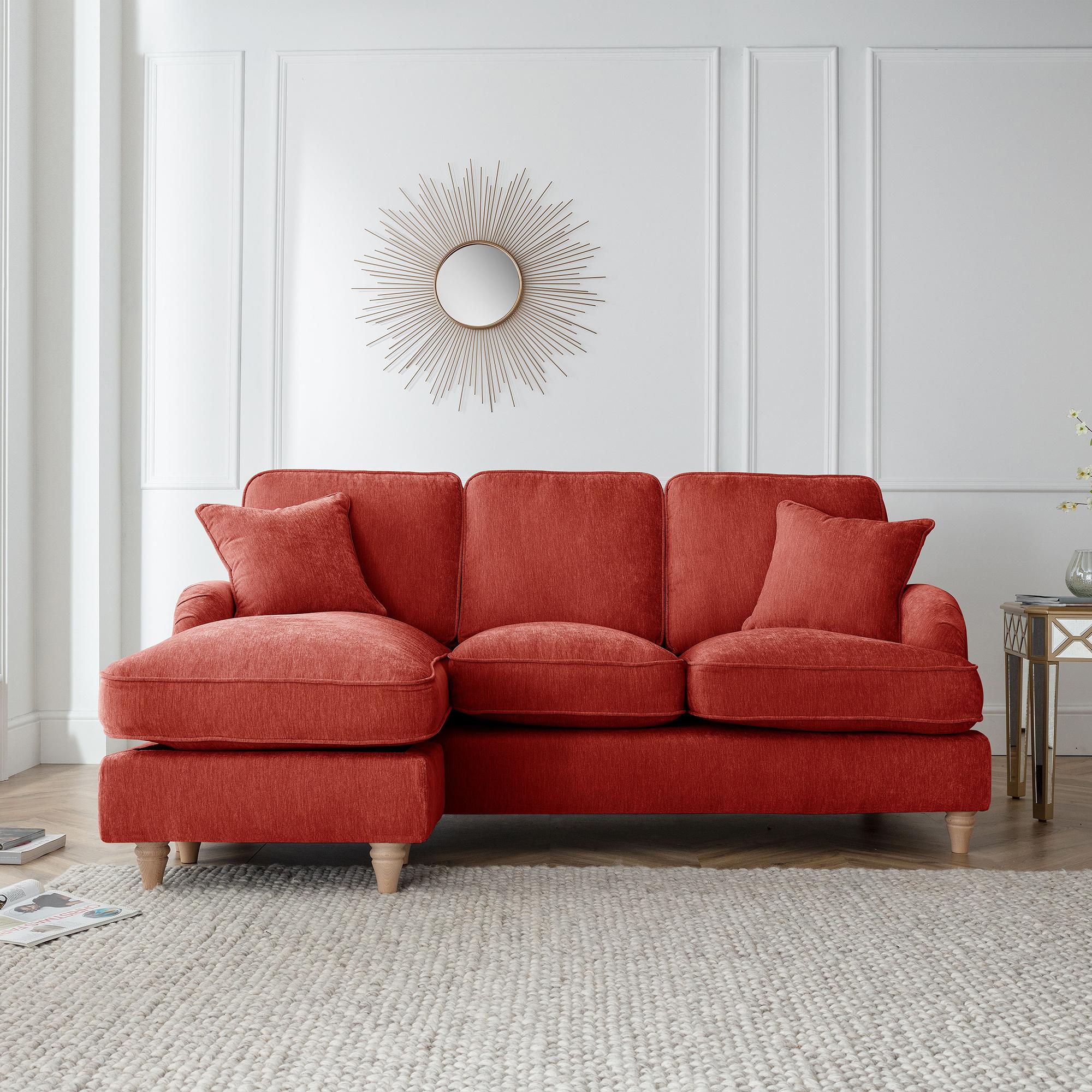 Manhattan Apricot Fabric Chaise Corner Sofa - LHF
