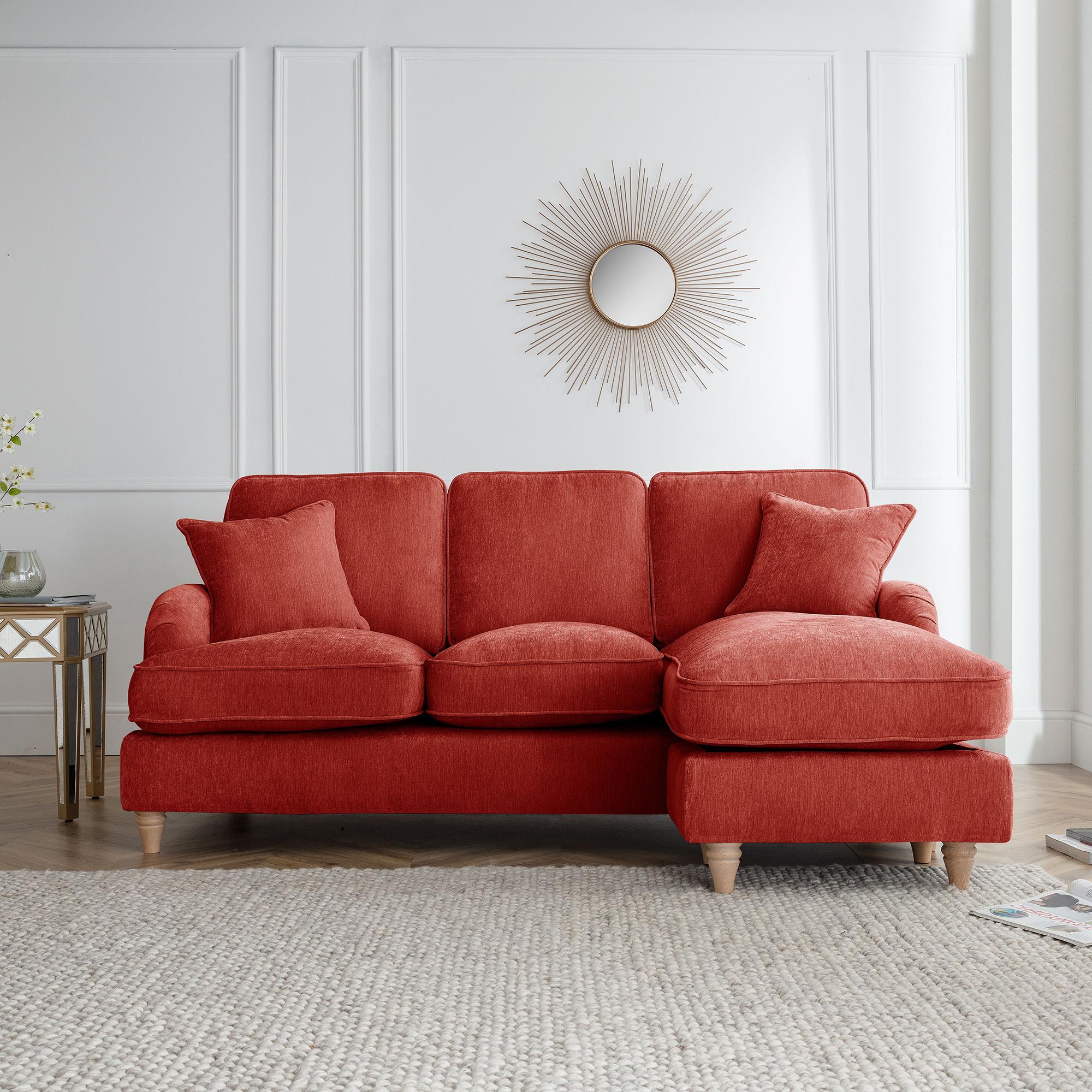 Manhattan Apricot Fabric Chaise Corner Sofa - RHF