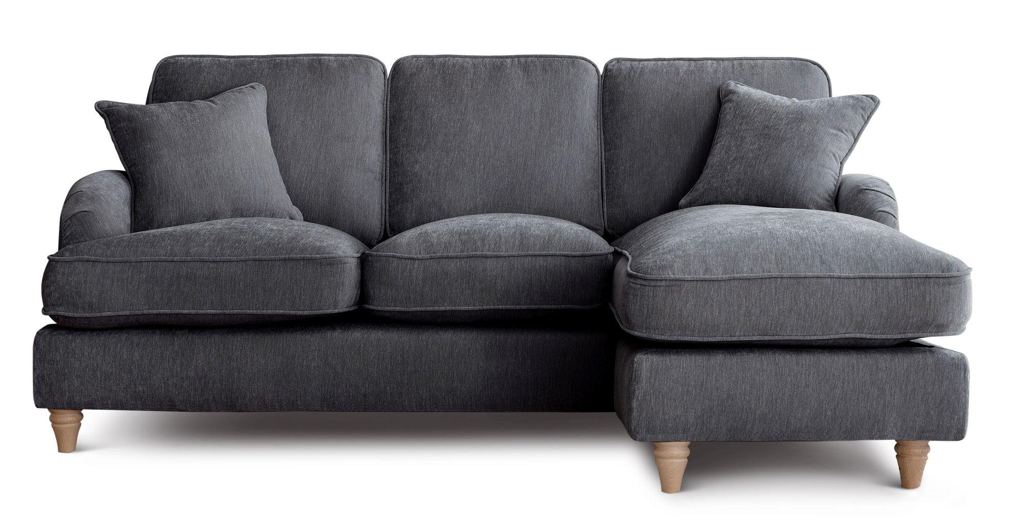 Manhattan Charcoal Fabric Chaise Corner Sofa - RHF