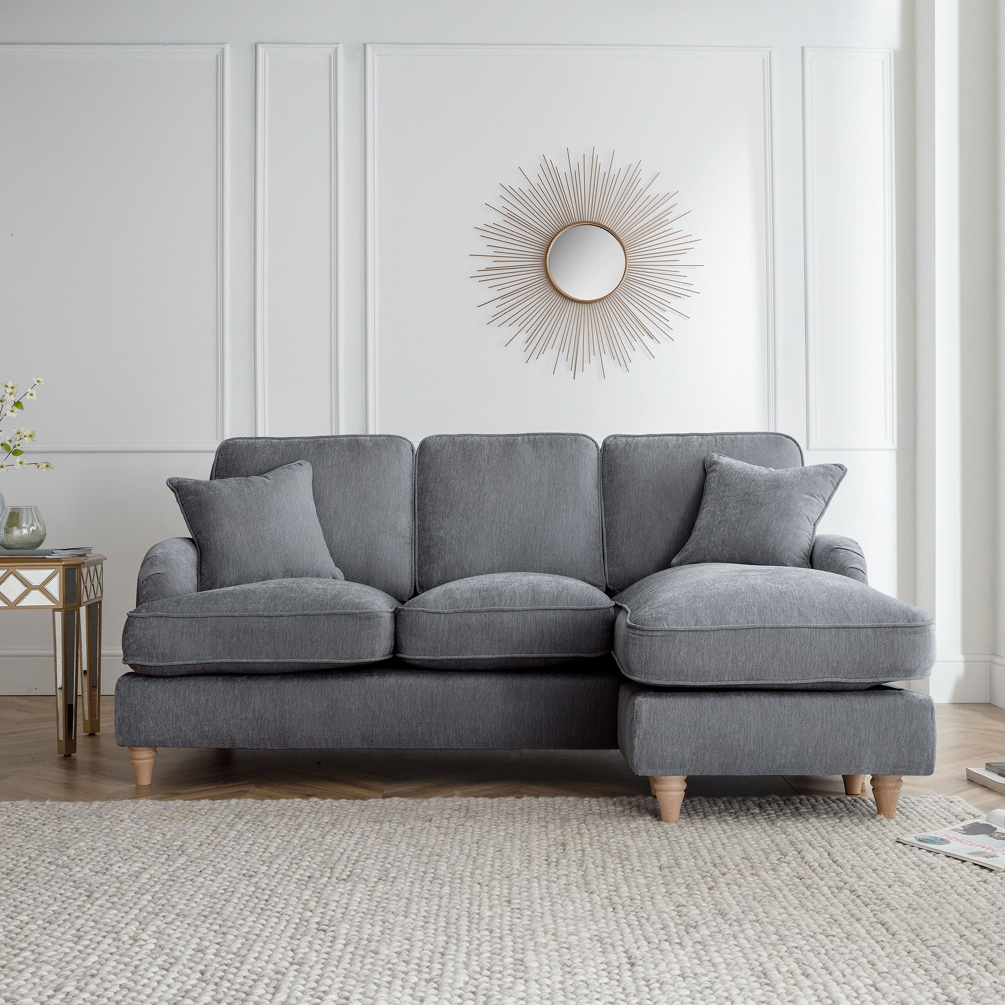 Manhattan Charcoal Fabric Chaise Corner Sofa - RHF