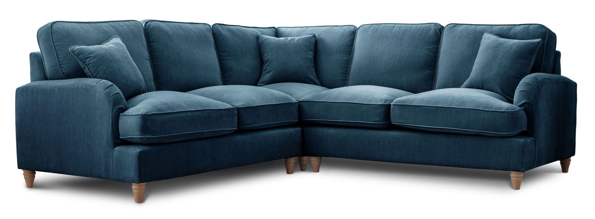 Manhattan Navy Fabric 2 Corner 2 Sofa