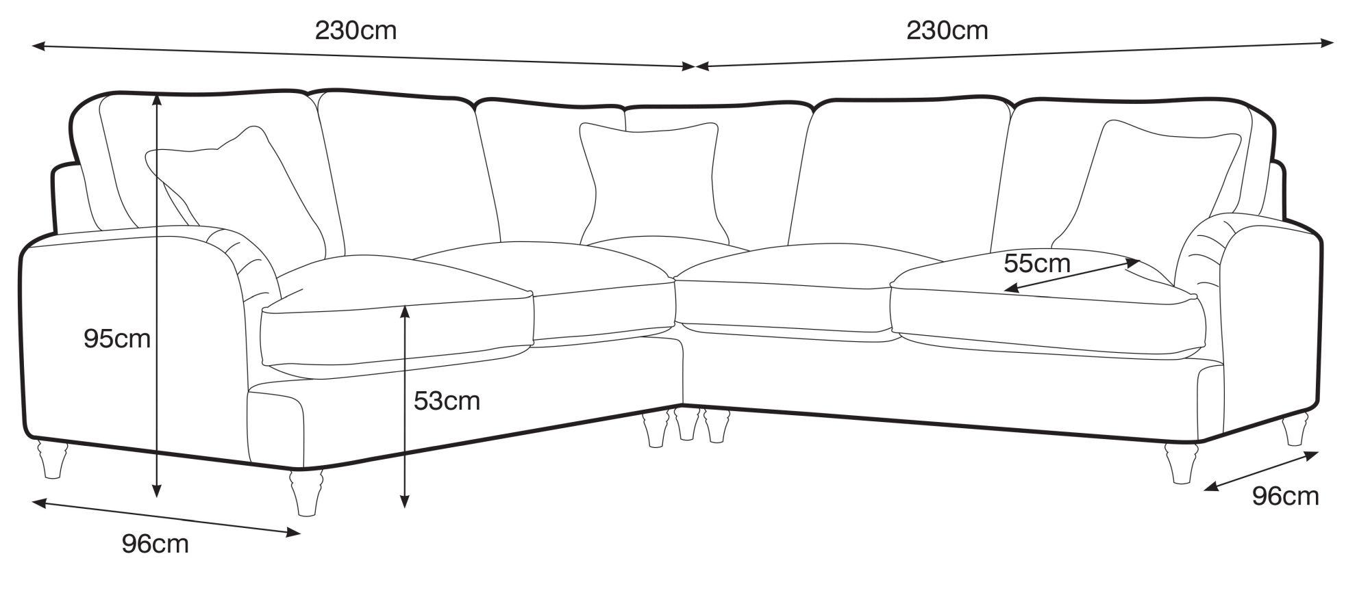 Manhattan Navy Fabric 2 Corner 2 Sofa
