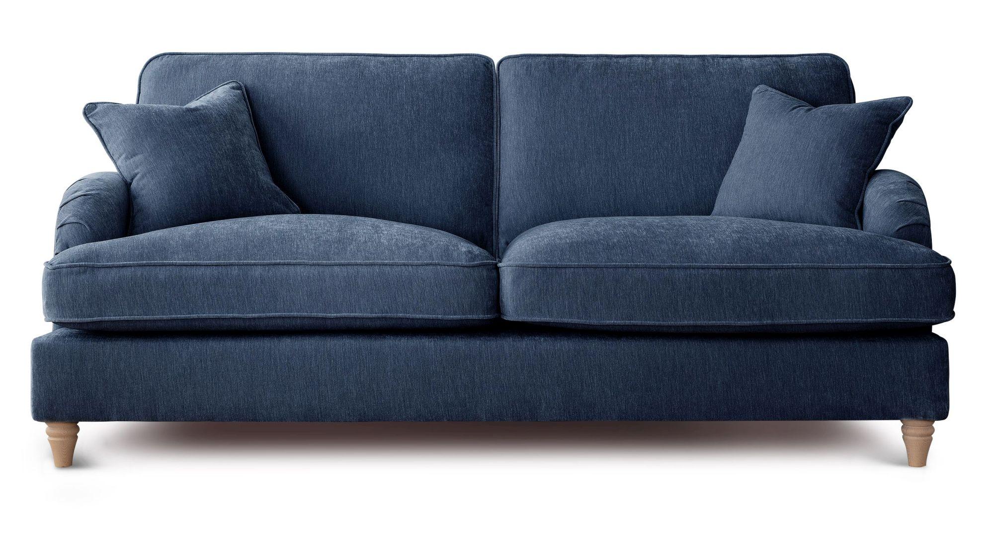 Manhattan Navy Fabric 3 Seater Sofa