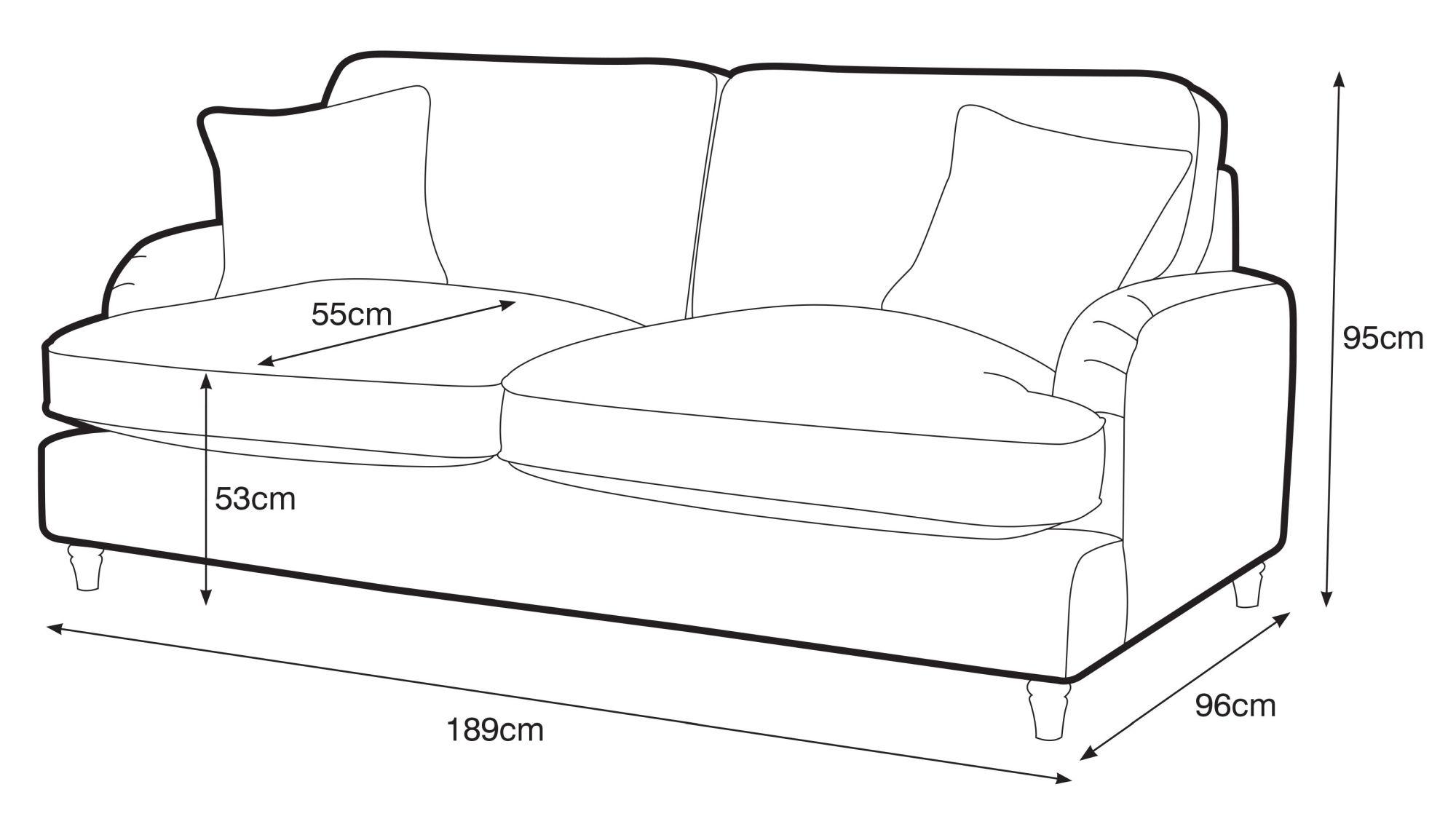 Manhattan Navy Fabric 3 Seater Sofa