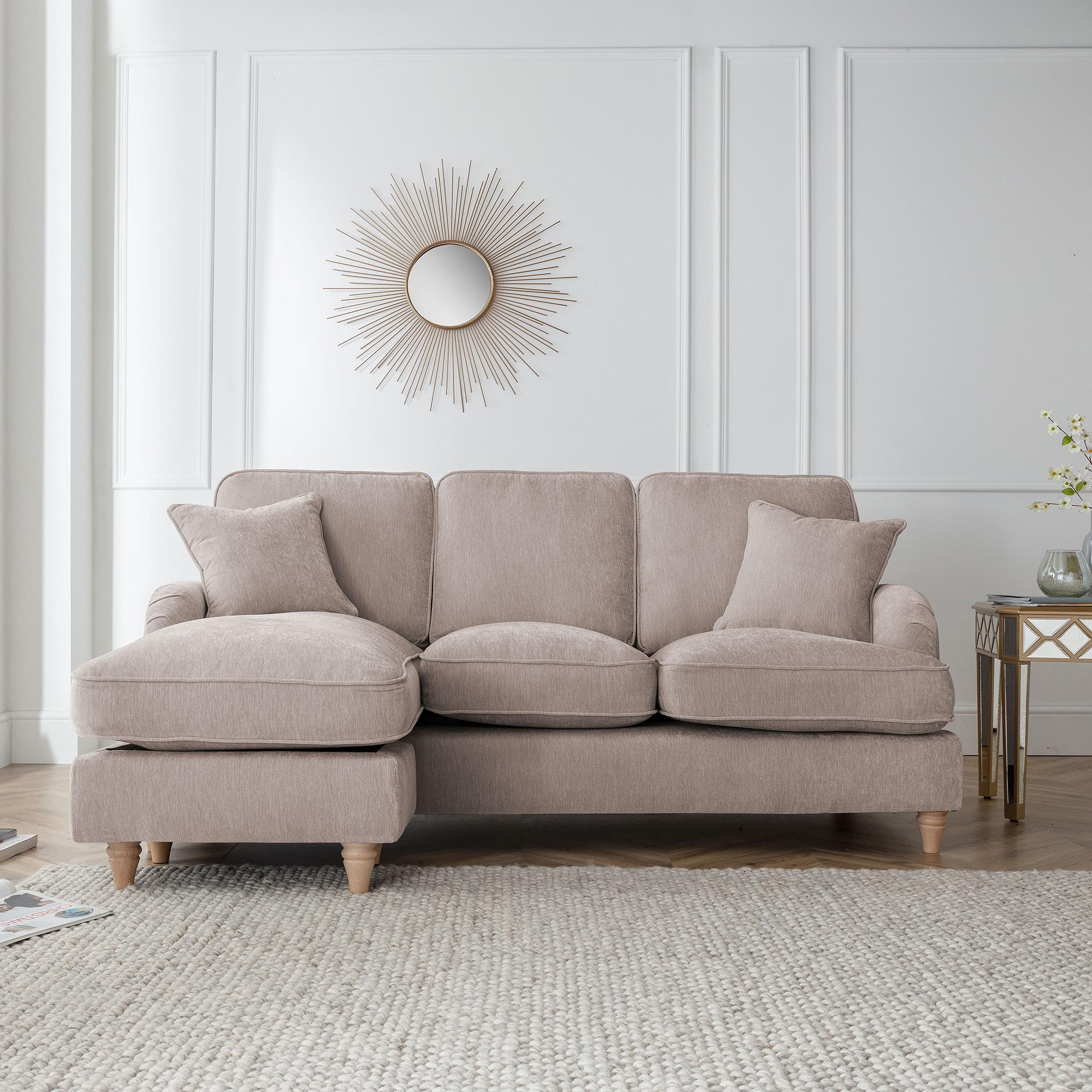 Manhattan Putty Fabric Chaise Corner Sofa - LHF