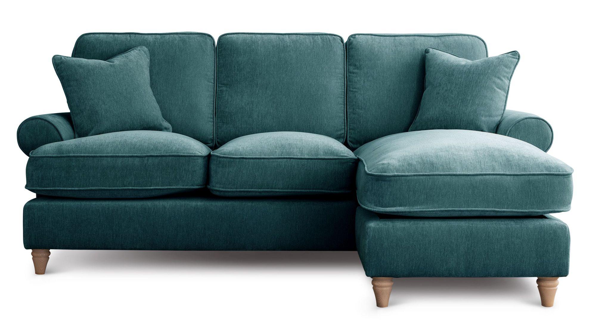 Marigot Emerald Fabric Chaise Corner Sofa - RHF