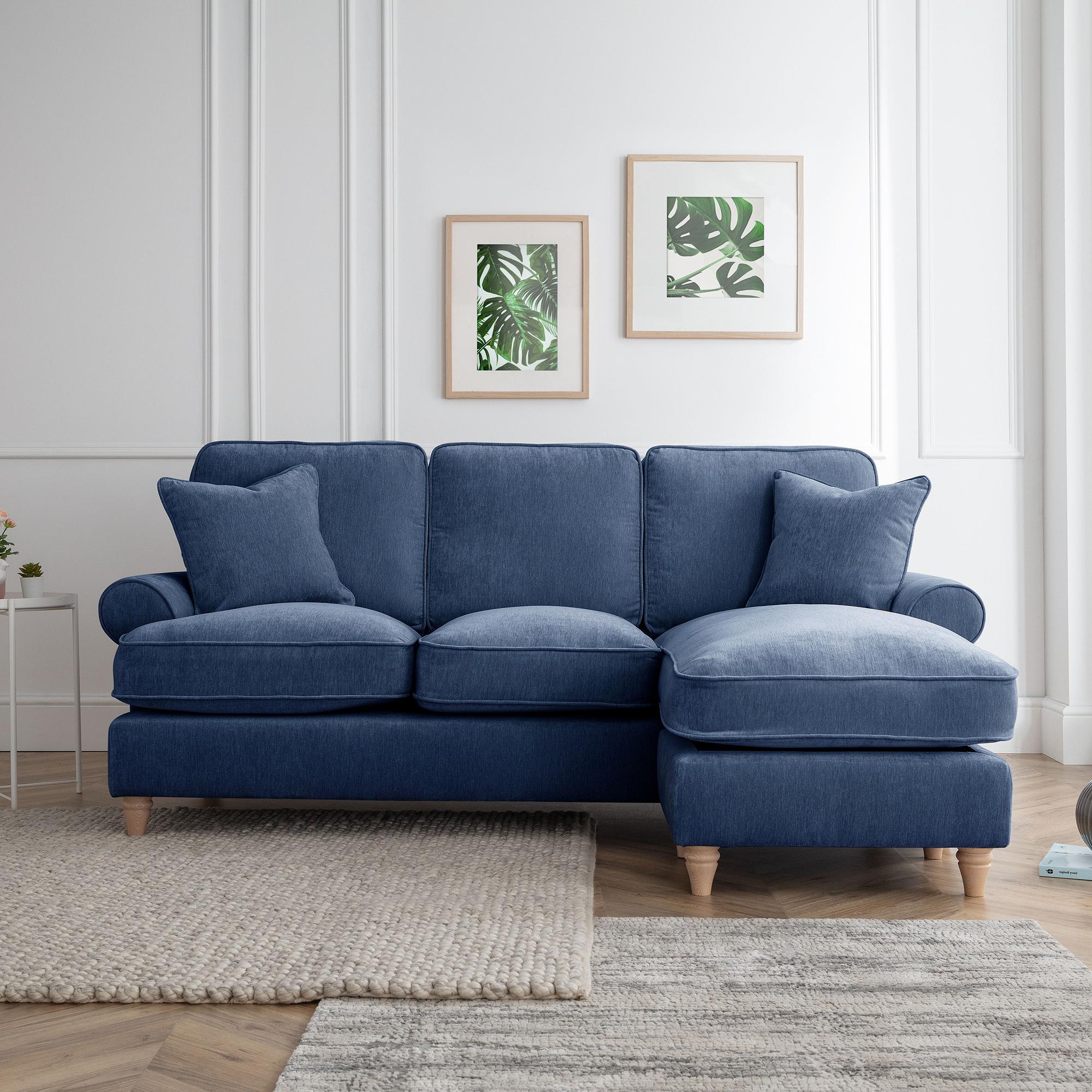 Marigot Navy Fabric Chaise Corner Sofa - RHF